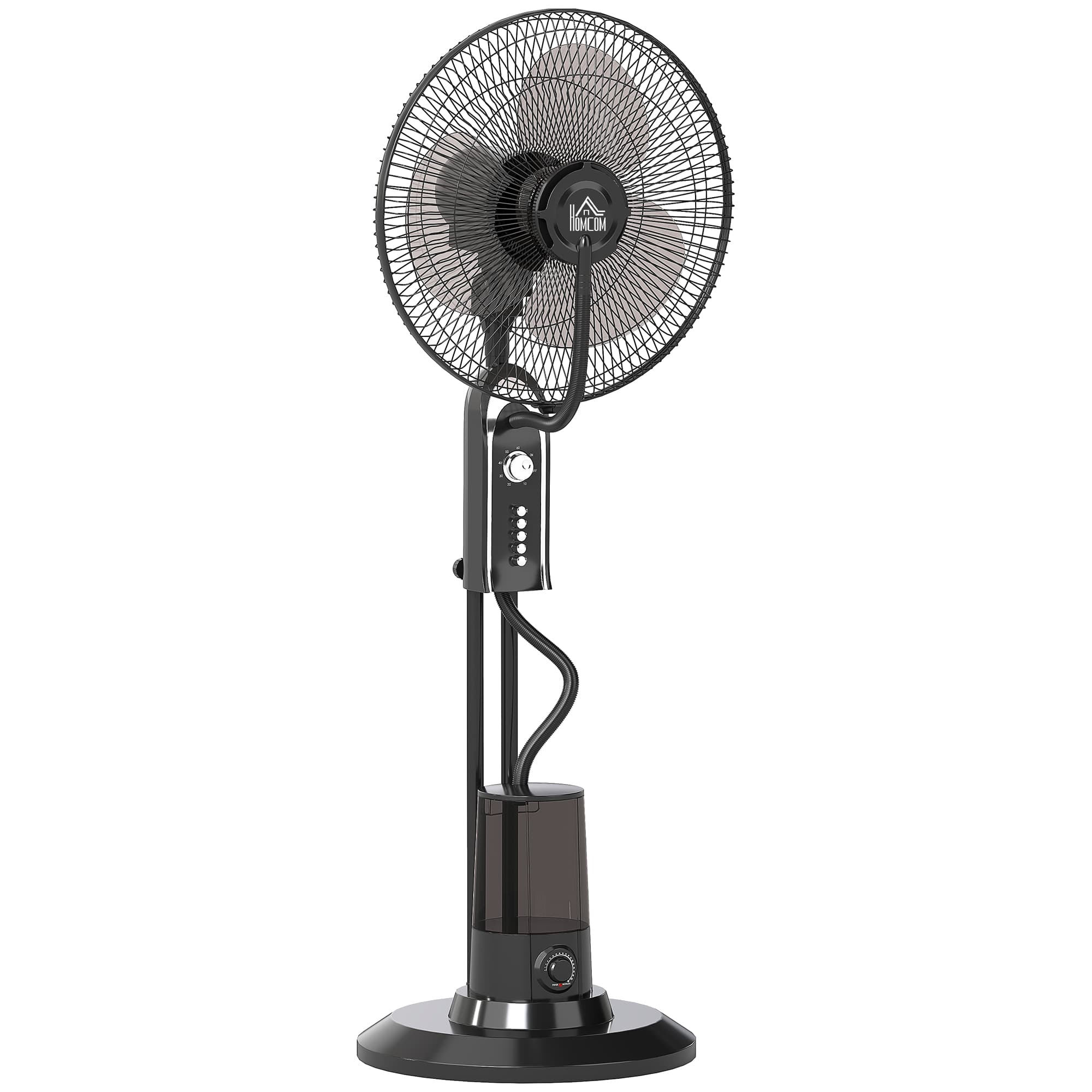 HOMCOM Pedestal Fan with Water Mist Spray, Spray Misting Fan with 70° Oscillation, Tilt Head, 4 Speeds, 3 Modes, Adjustable Mist, 3.2L Water Tank, for Home, 120 cm