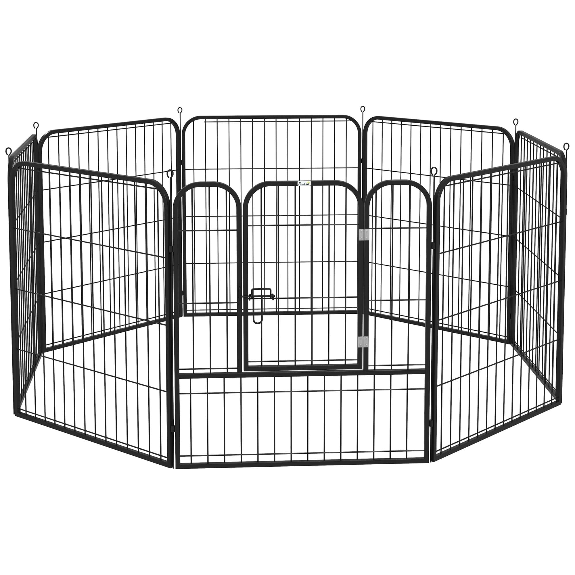 PawHut Heavy Duty 8 Panel Dog Play Pen Pet Playpen for Puppy Rabbit Enclosure Foldable Indoor Outdoor 80 x 80 cm | Aosom UK