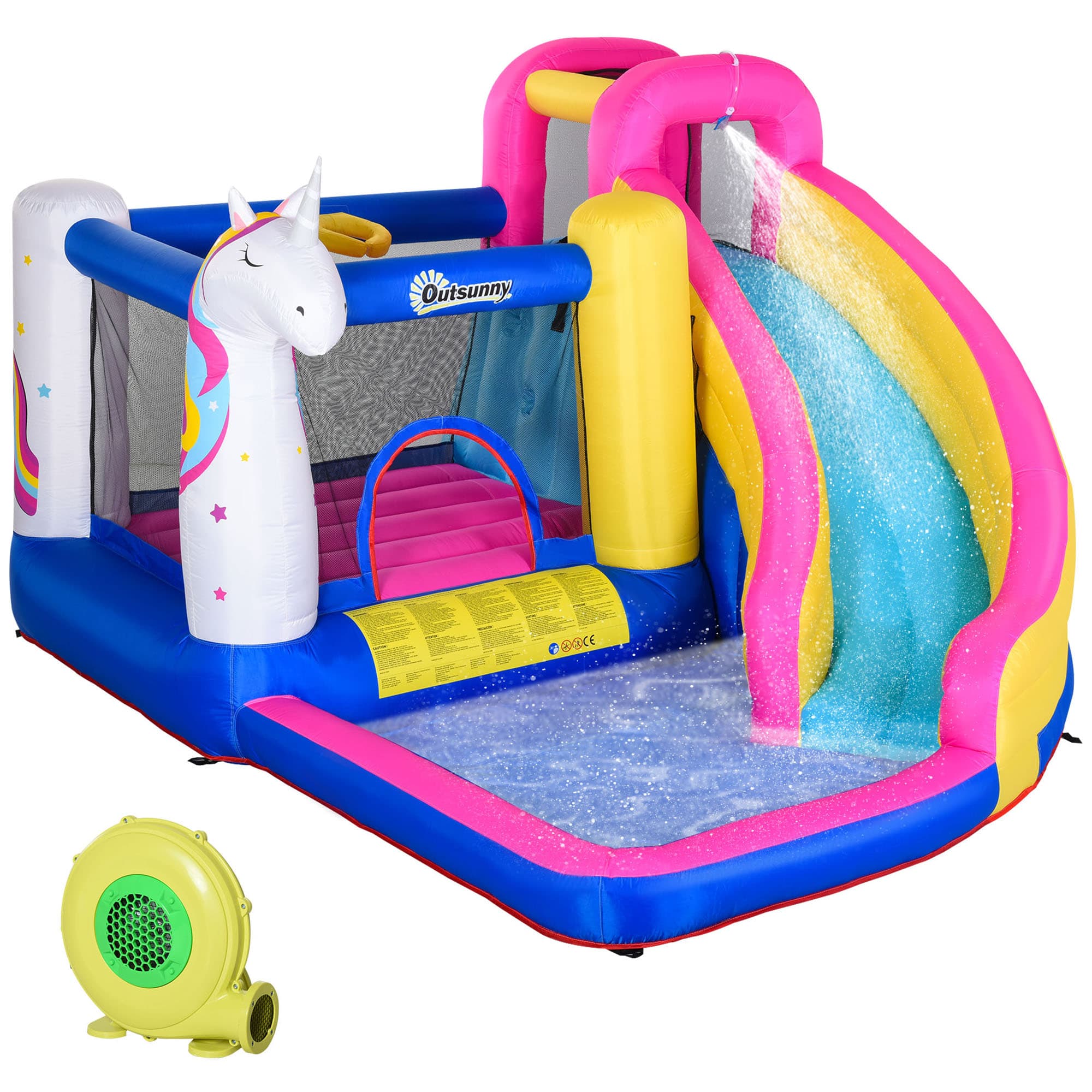 Outsunny 5 in 1 Bouncy Castle for Children with Blower for 3-8 Years Old Kids
