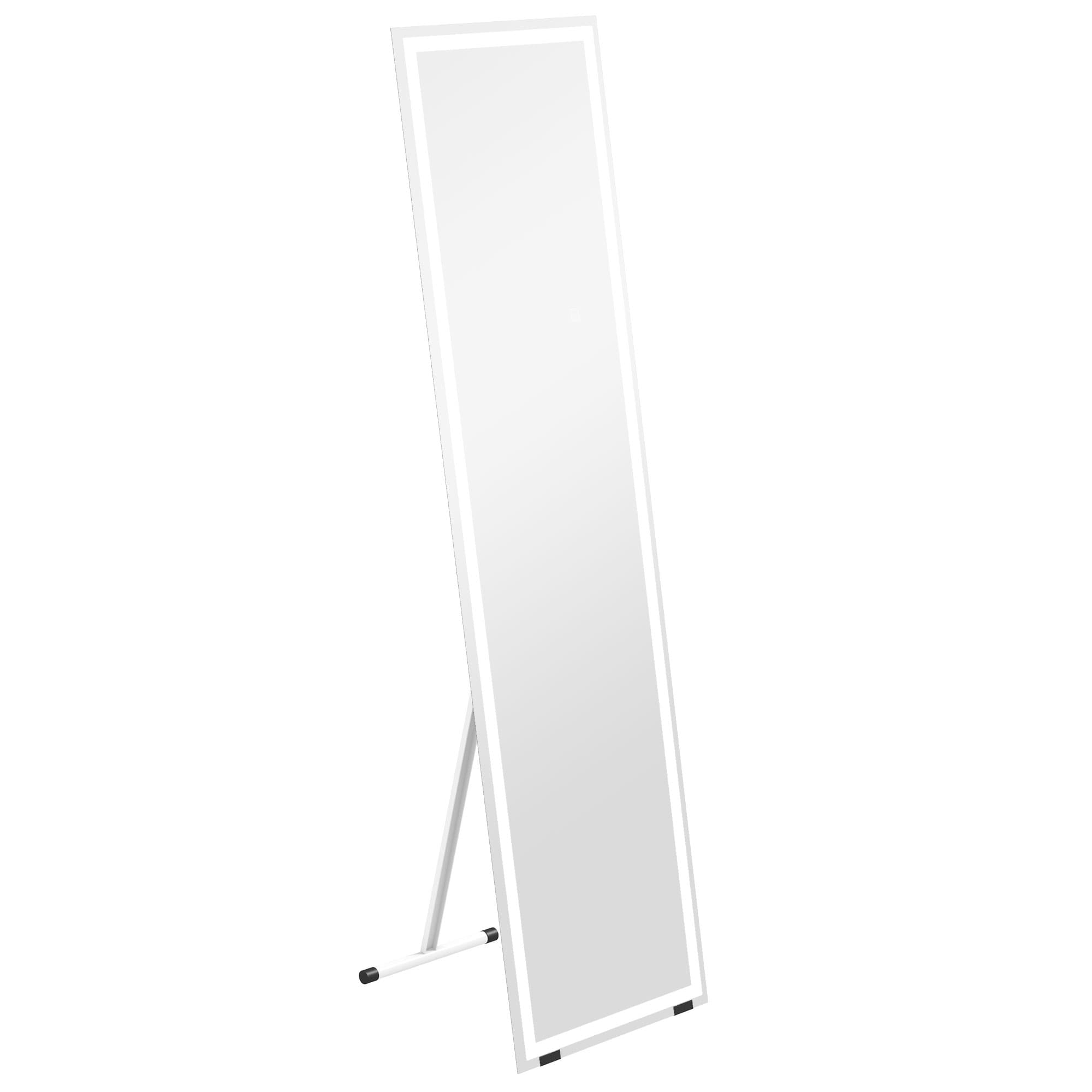 HOMCOM LED Dressing Mirror, Free Standing or Wall Mounted Bedroom Mirror with Dimmable & 3 Colour Lighting, White | Aosom UK