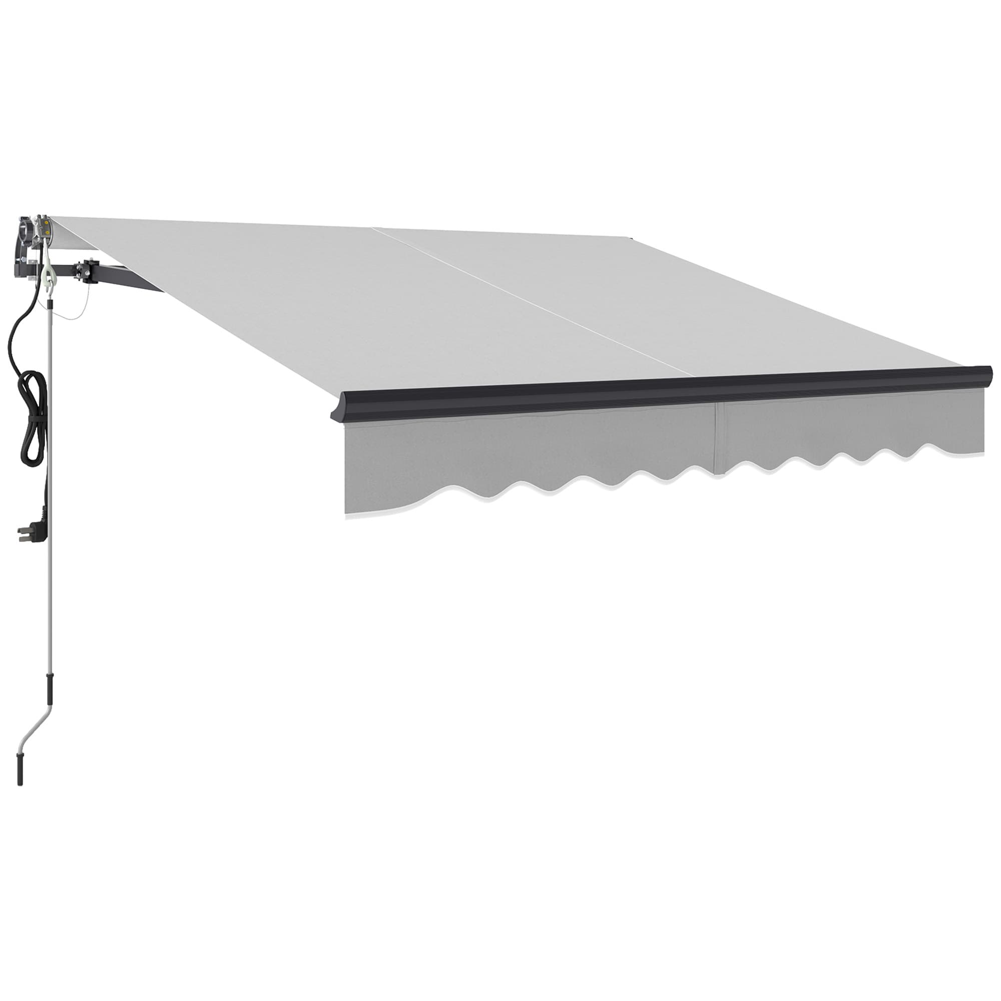 Outsuny Retractable Awning UV30+, Waterproof Awing for Patio Garden Window, Electric Awning with Remote Control, Light Grey | Aosom UK