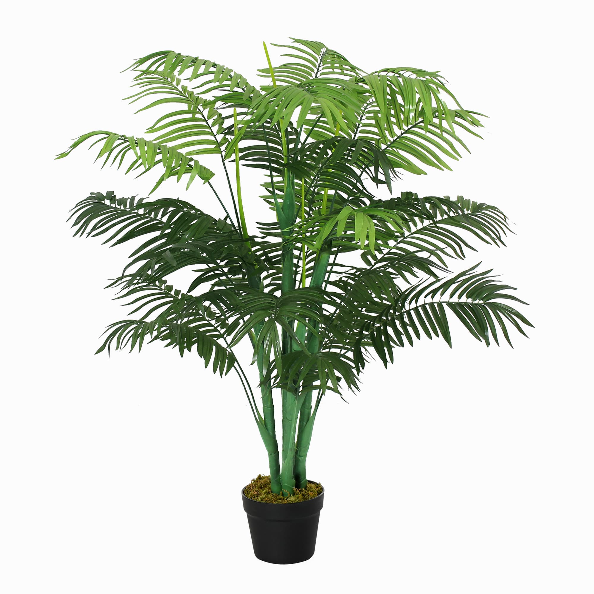 Outsunny Artificial Palm Tree, 125cm/4FT, Decorative Fake Plant with 18 Leaves, Nursery Pot, Plastic for Indoor Outdoor, Green | Aosom UK