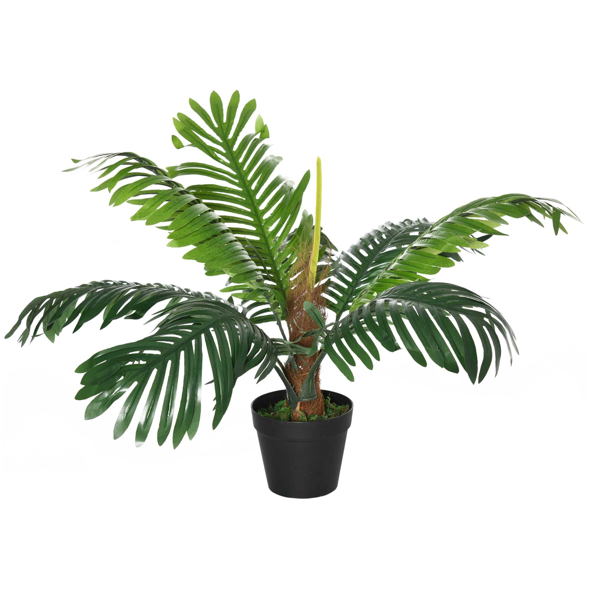 Outsunny 60cm Fake Palm Tree, Indoor/Outdoor Decorative Plant with 8 Leaves and Nursery Pot | Aosom UK