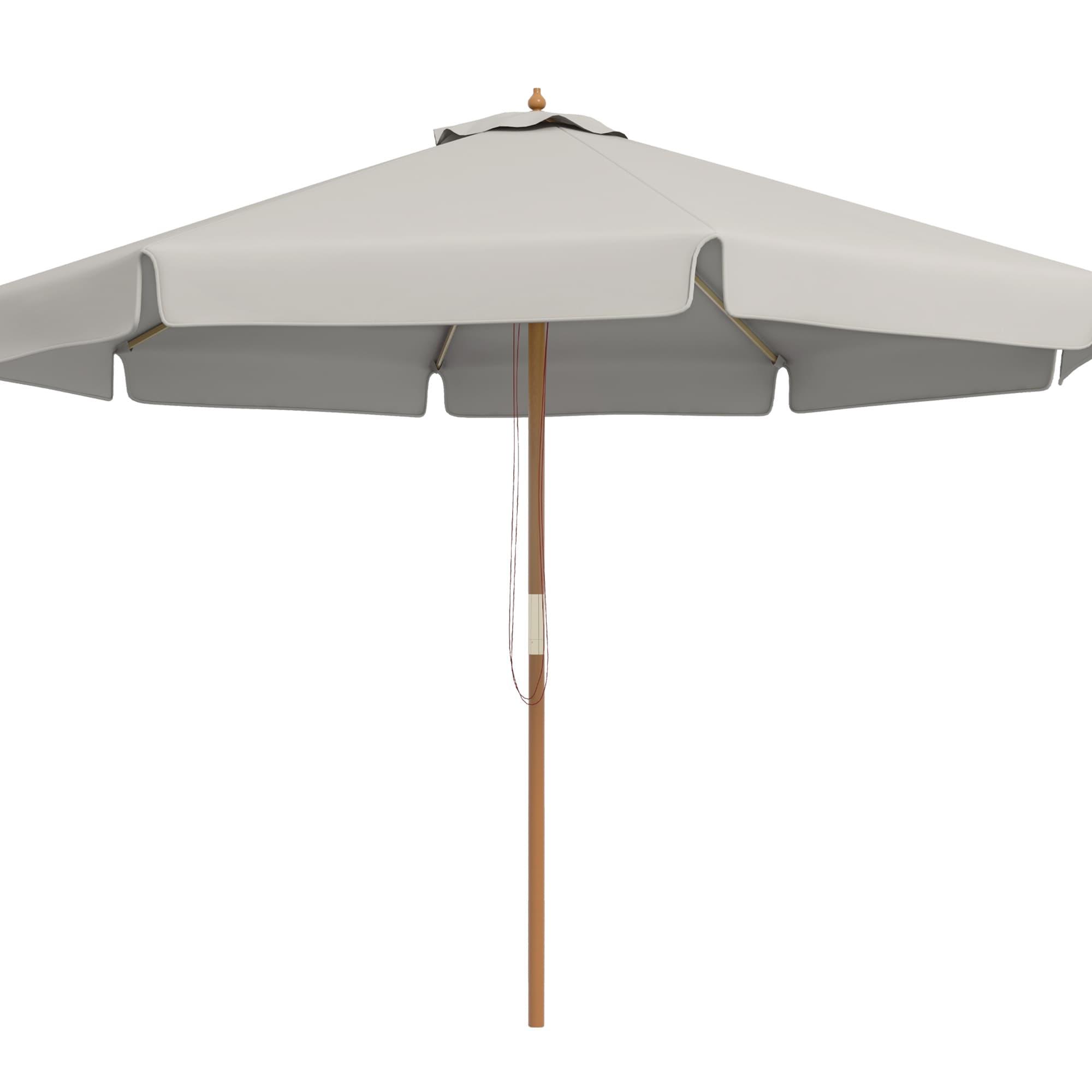Outsunny 3.3(m) Garden Parasol Umbrella, Outdoor Sun Shade Canopy with 8 Bamboo Ribs, Ruffles and Wood Pole, Grey