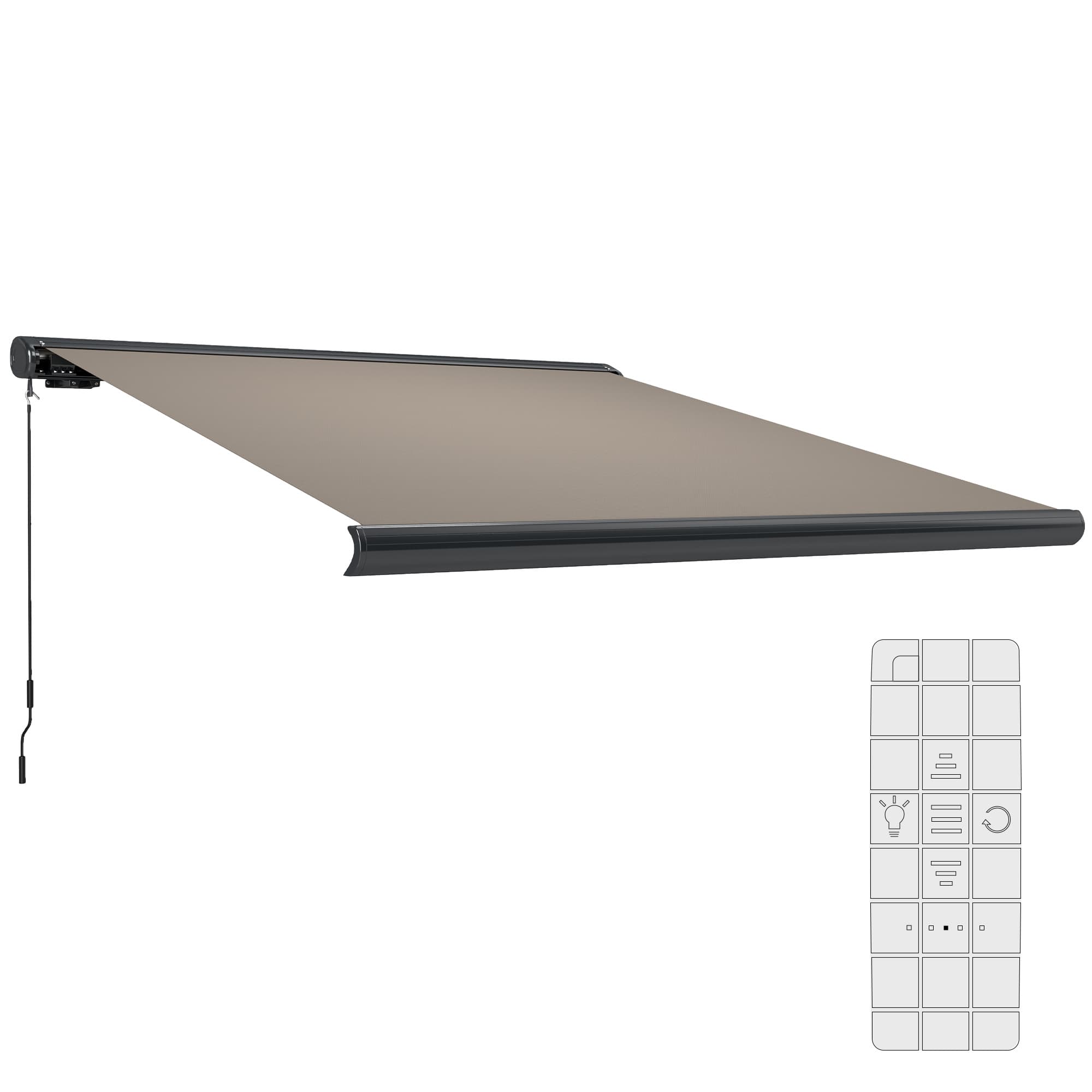 Outsunny 3 x 2.5 m Electric Awning with Remote Controller, Aluminium Frame DIY Retractable Awning for Garden Patio Deck Door Window, Light Grey