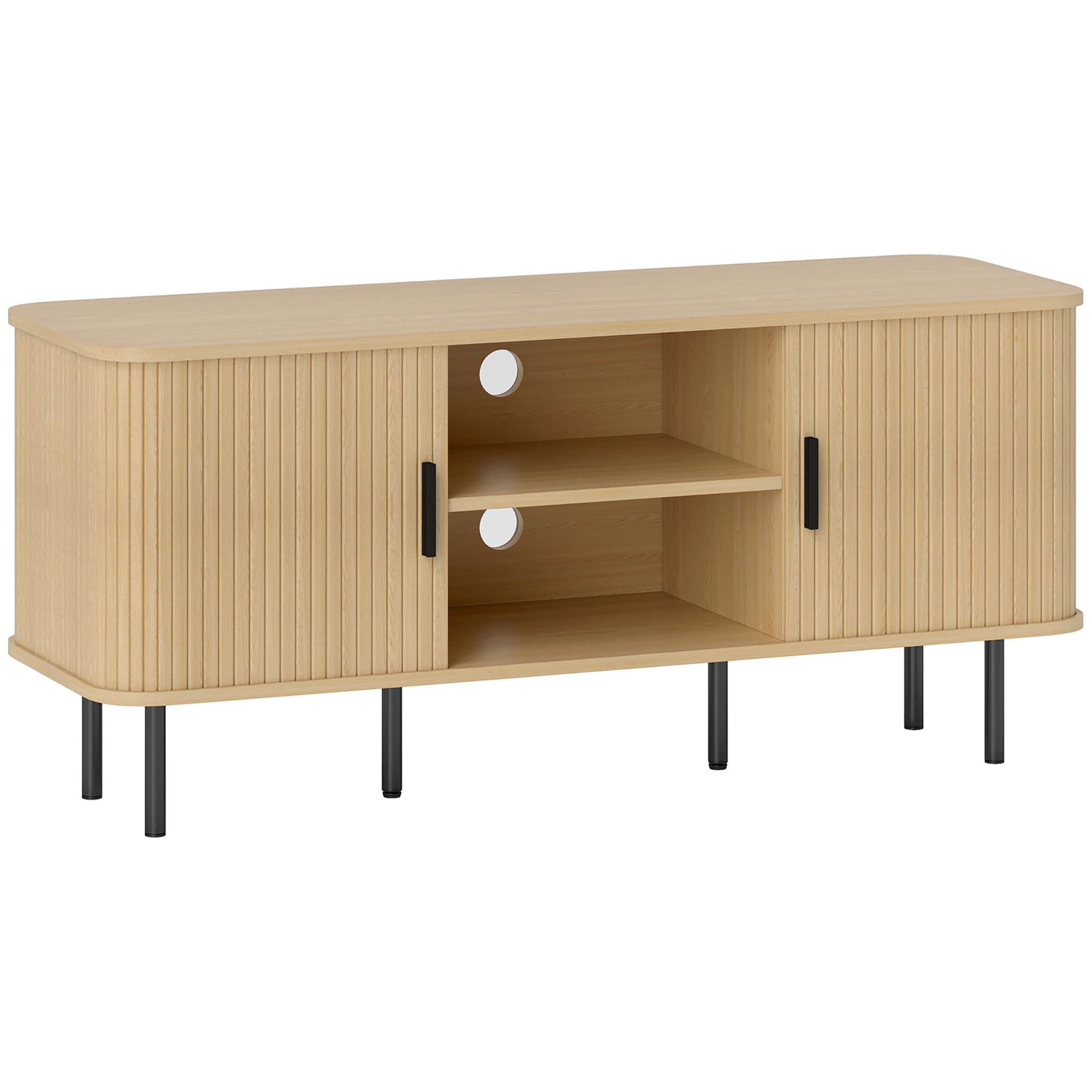 HOMCOM TV Stand Cabinet for TVs up to 55 Inches, TV Unit with Storage Shelves and Cupboard for Living Room, Oak Tone | Aosom UK