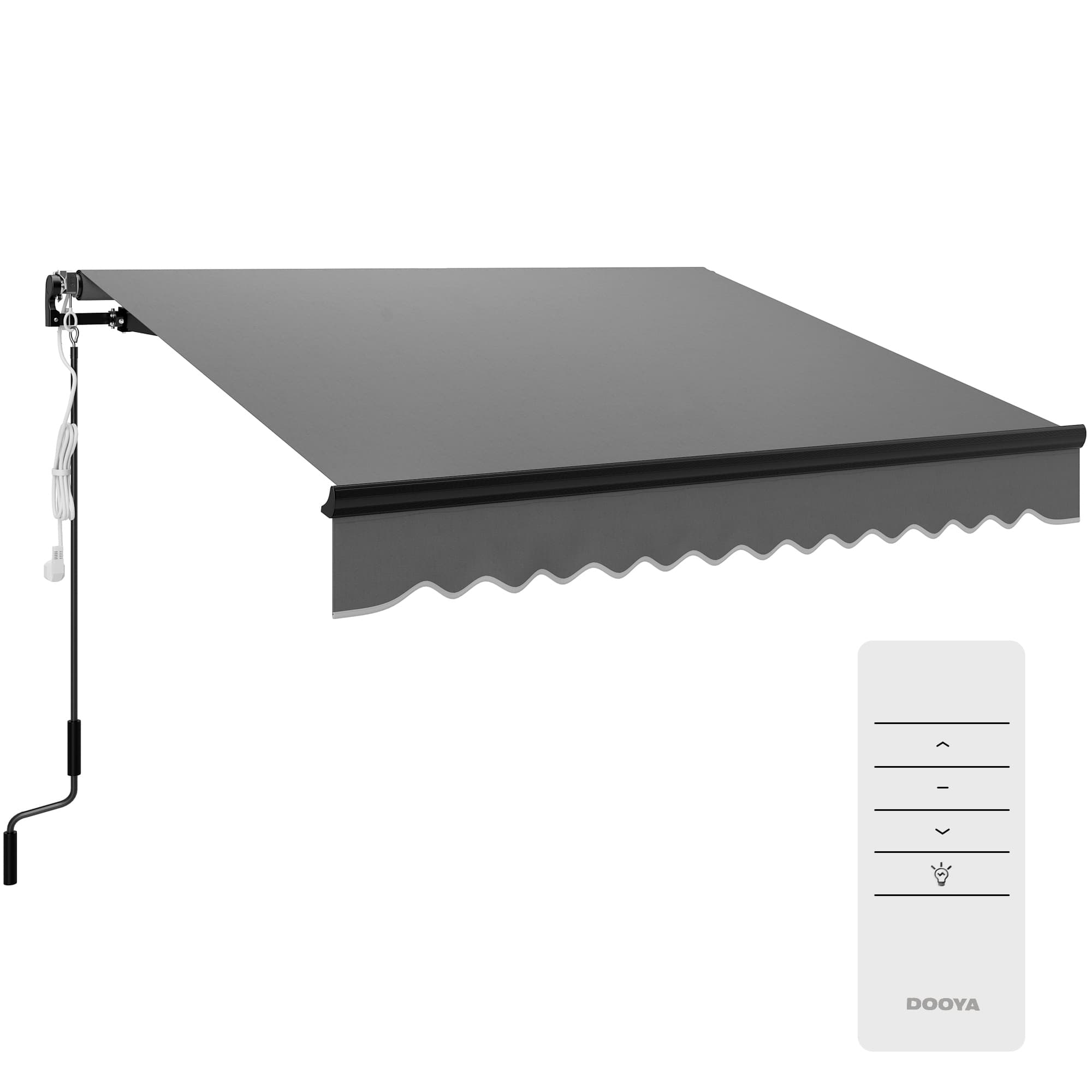 Outsunny 2.5 x 2m Electric Awning with LED Light and Remote Controller, Aluminium Frame DIY Retractable Awning, UV50+ Sun Shade Canopy, Dark Grey
