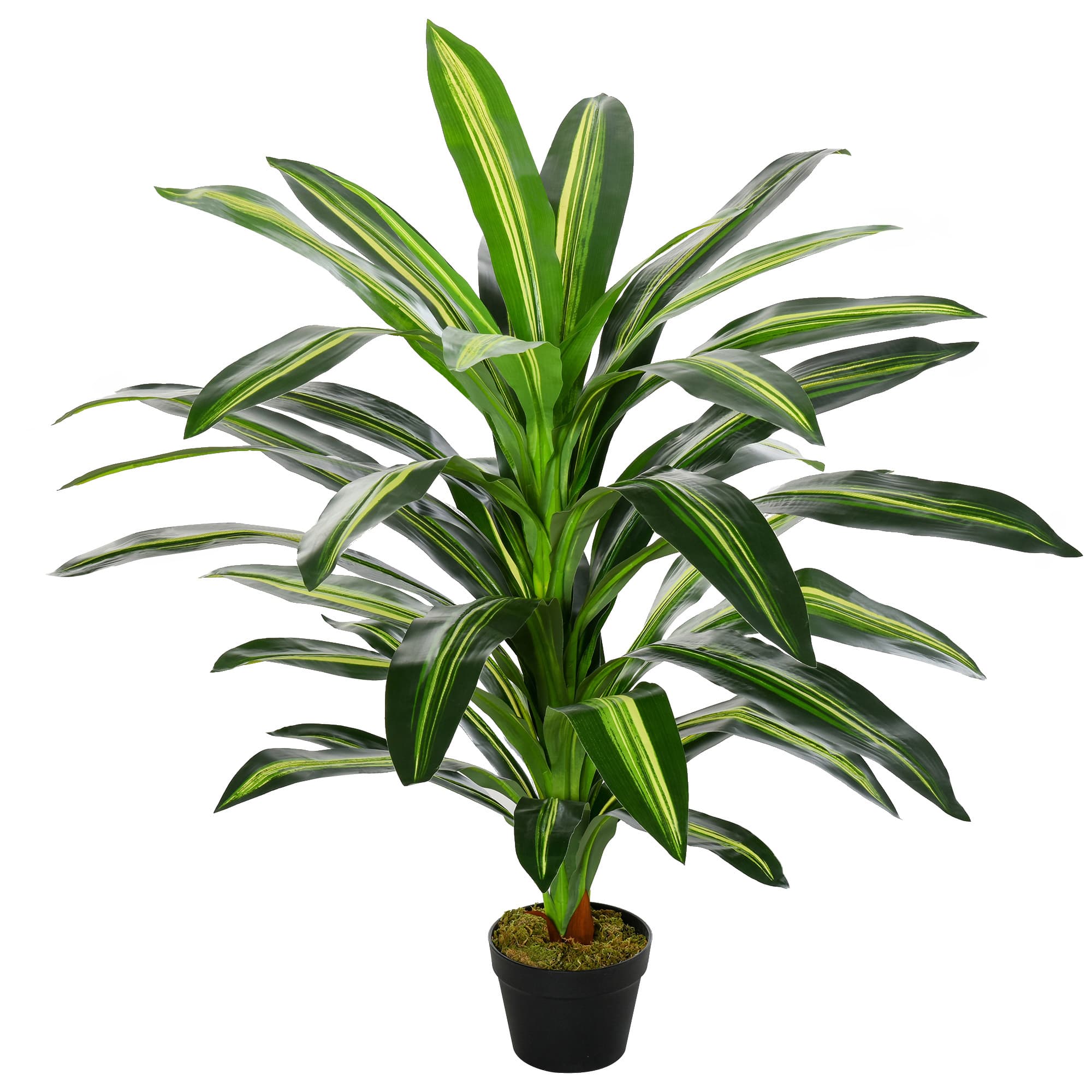 Outsunny 110cm/3.6FT Artificial Dracaena Tree Decorative Plant 40 Leaves with Nursery Pot, Fake Tropical Tree for Indoor Outdoor Décor | Aosom UK