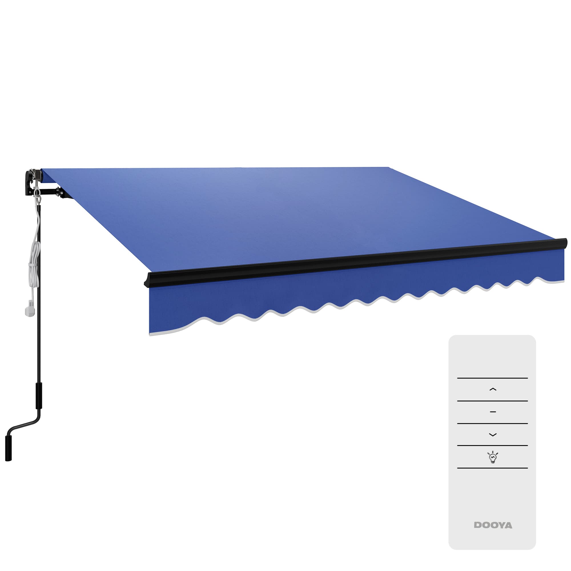 Outsunny 3 x 2.5m Electric Awning with LED Light and Remote Controller,DIY Retractable Awning, UV50+ Sun Shade Canopy, Blue | Aosom UK