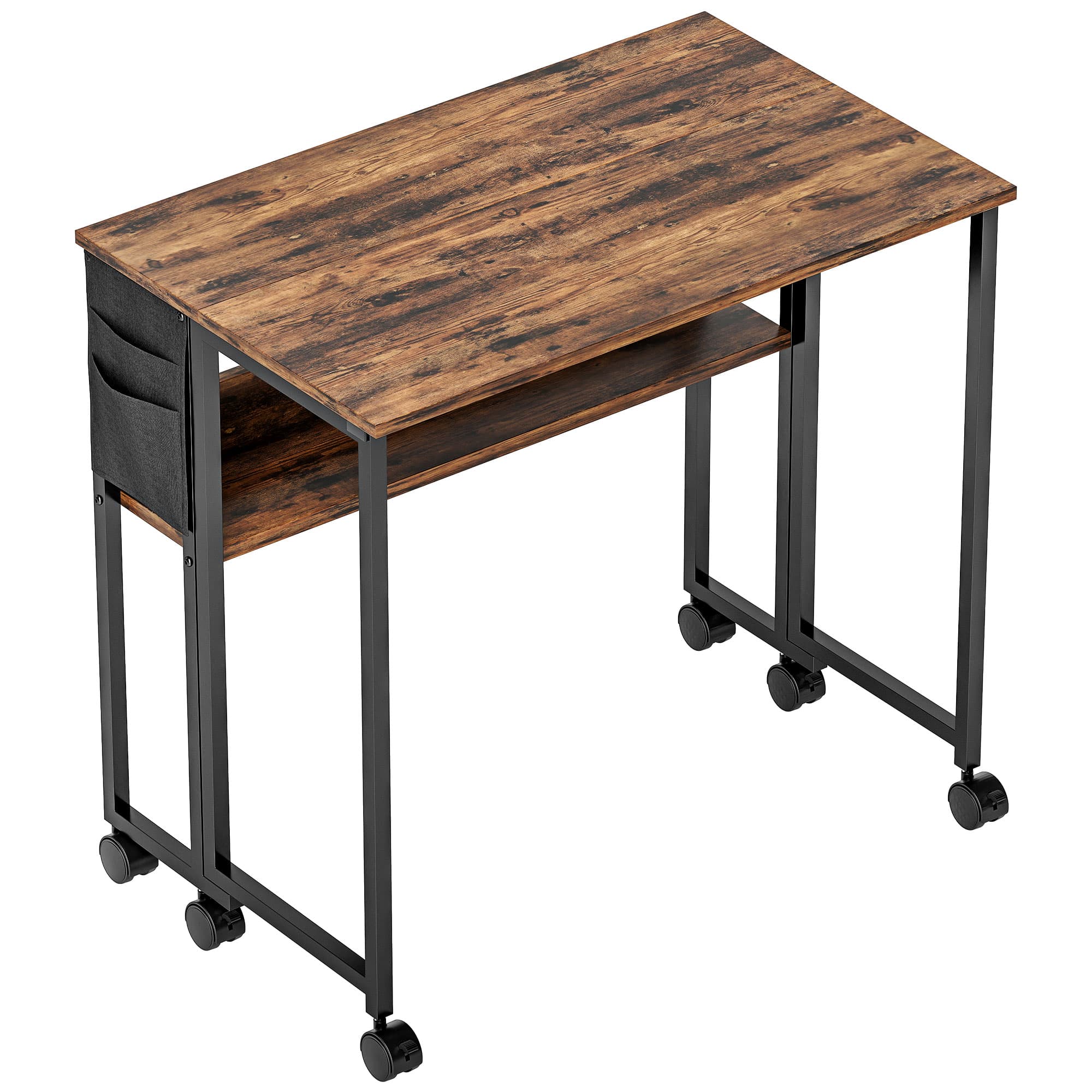 HOMCOM 80 cm Drop Leaf Writing Work Desk, Compact & Stylish Desk for Home Office, Rustic Brown | Aosom UK