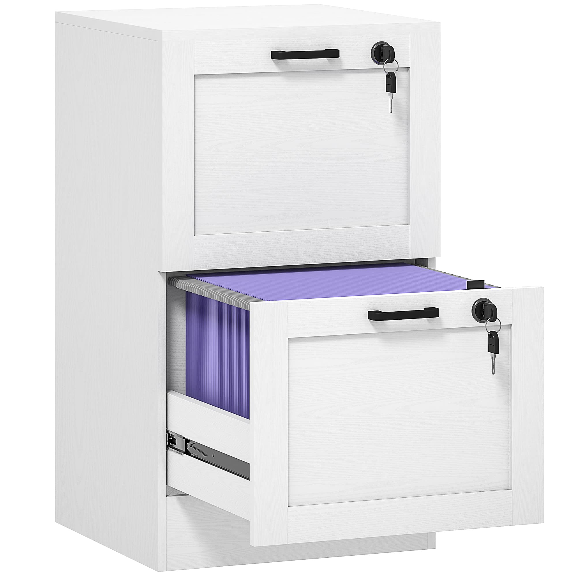 HOMCOM 3-Drawer Filing Cabinet with Lock - White thumbnail 2