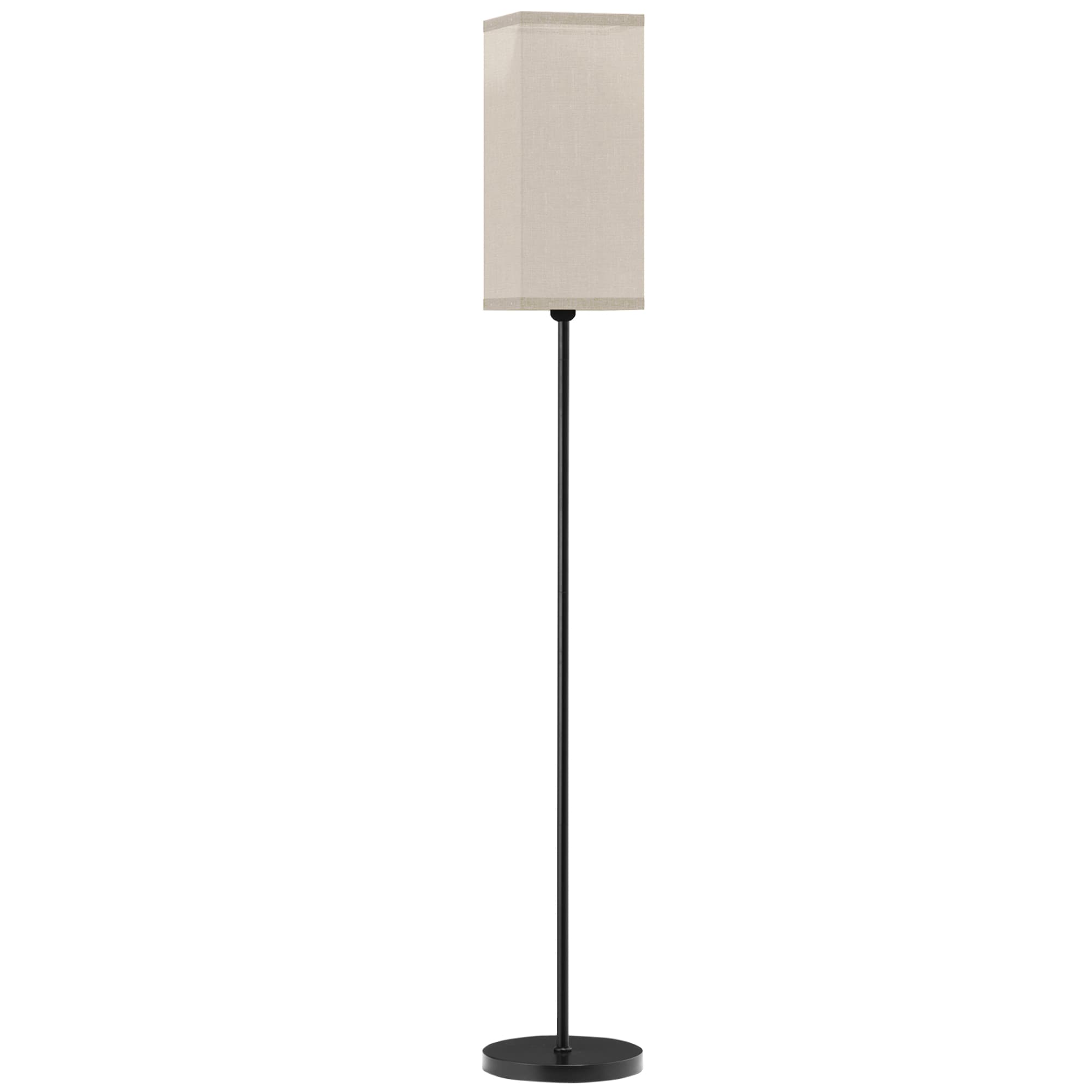 HOMCOM Floor Lamp, Modern Standing Lamp with Linen Shade, Tall Lamps for Living Room, Bedroom, with Foot Switch, Bulb not Included, Black | Aosom UK