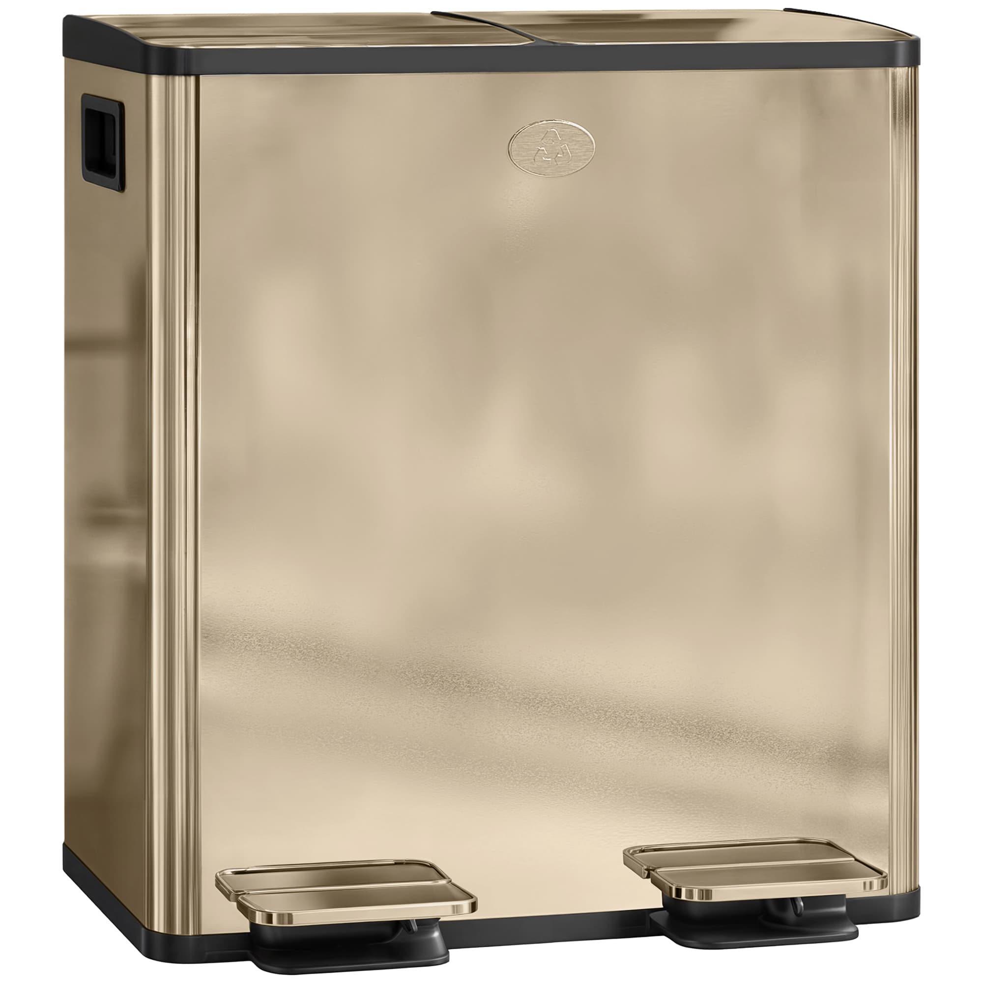 HOMCOM 40L Dual Compartment Stainless Steel Bin, with Deodoriser Holders - Gold Tone thumbnail 2