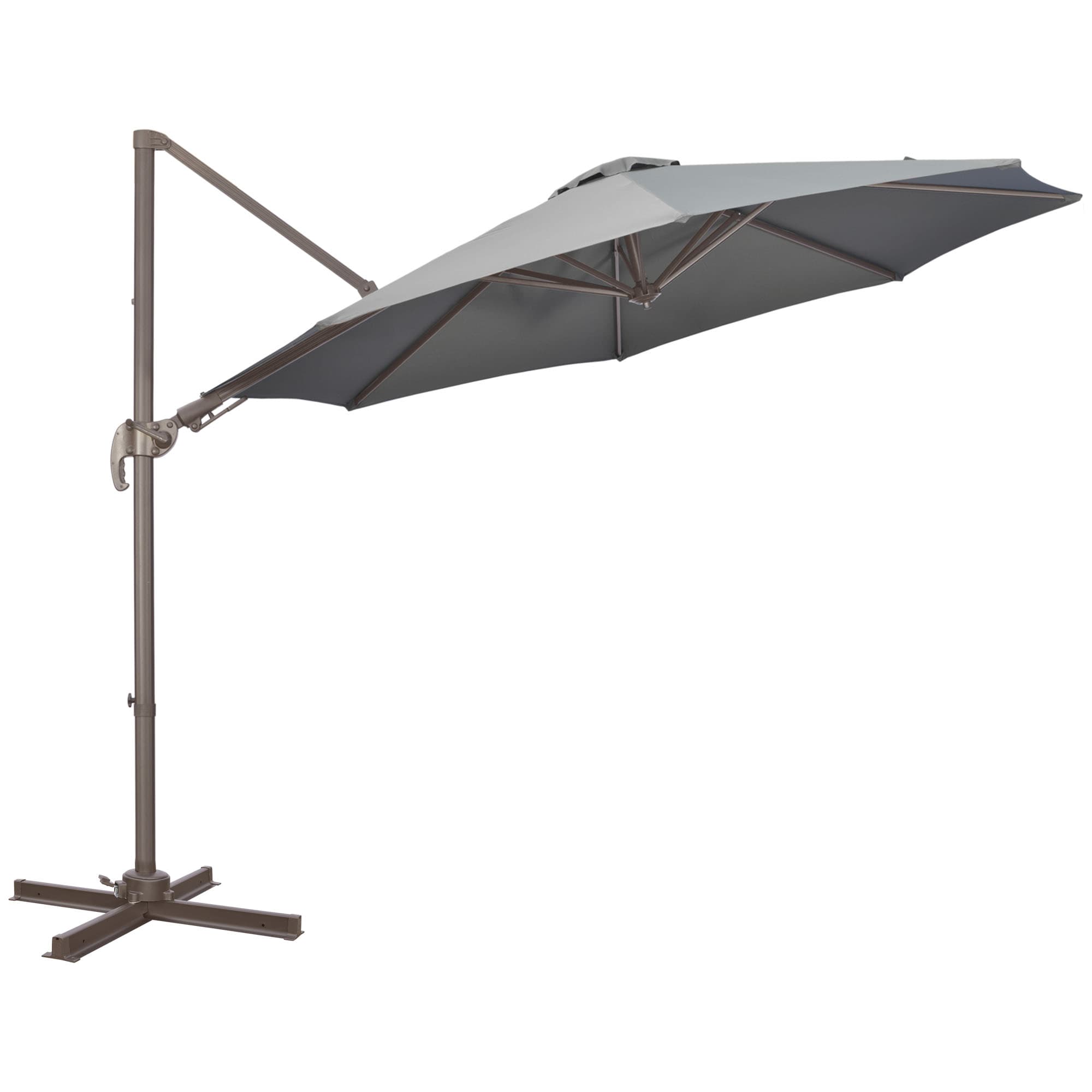 Outsunny Waterproof 3m Cantilever Parasol: 360° Rotating Hanging Sunshade, Aluminium Frame, 8 Ribs, Dark Grey | Aosom UK