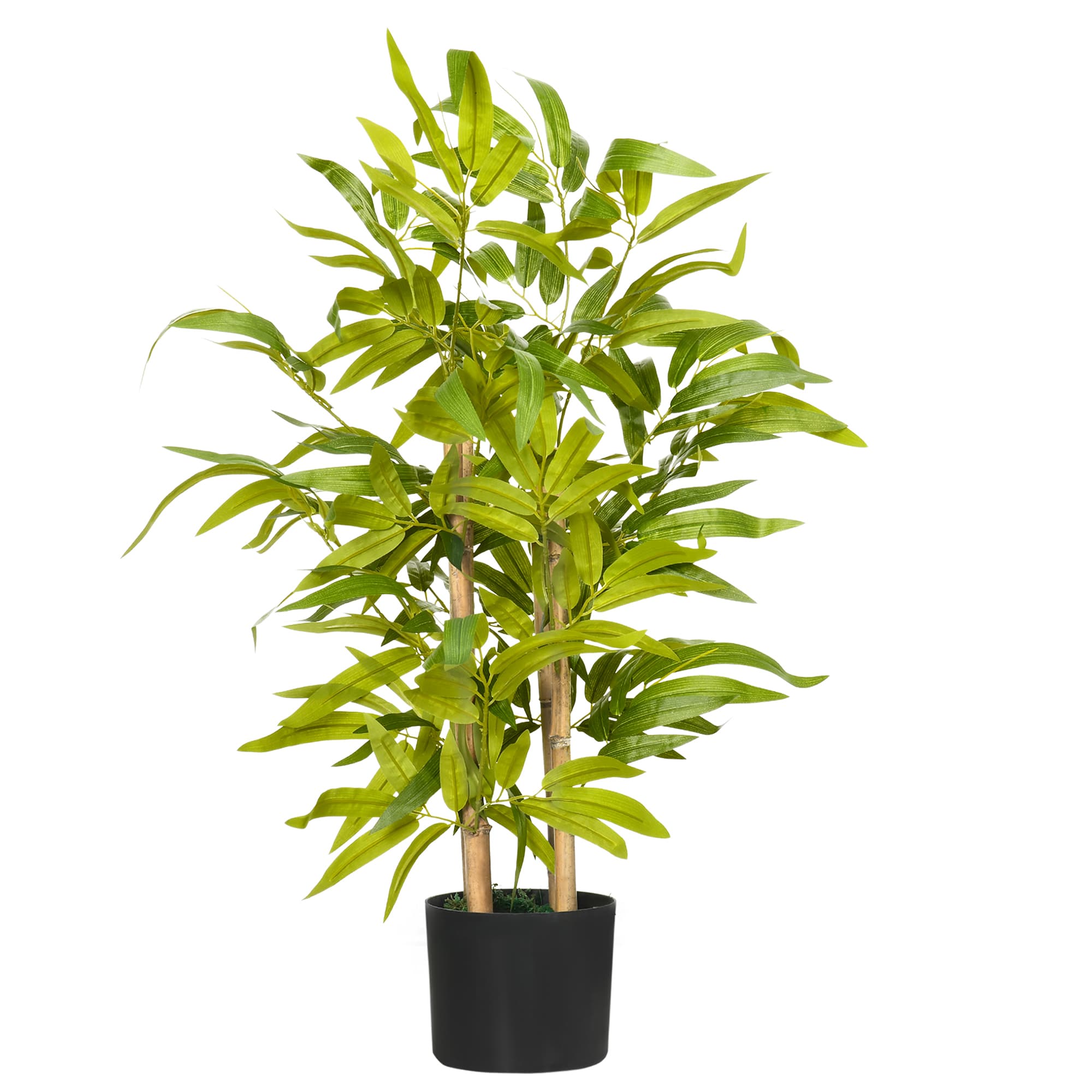 HOMCOM Artificial Bamboo Tree, Fake Plant in Pot for Indoor Outdoor Decor, 15x15x60cm, Green | Aosom UK