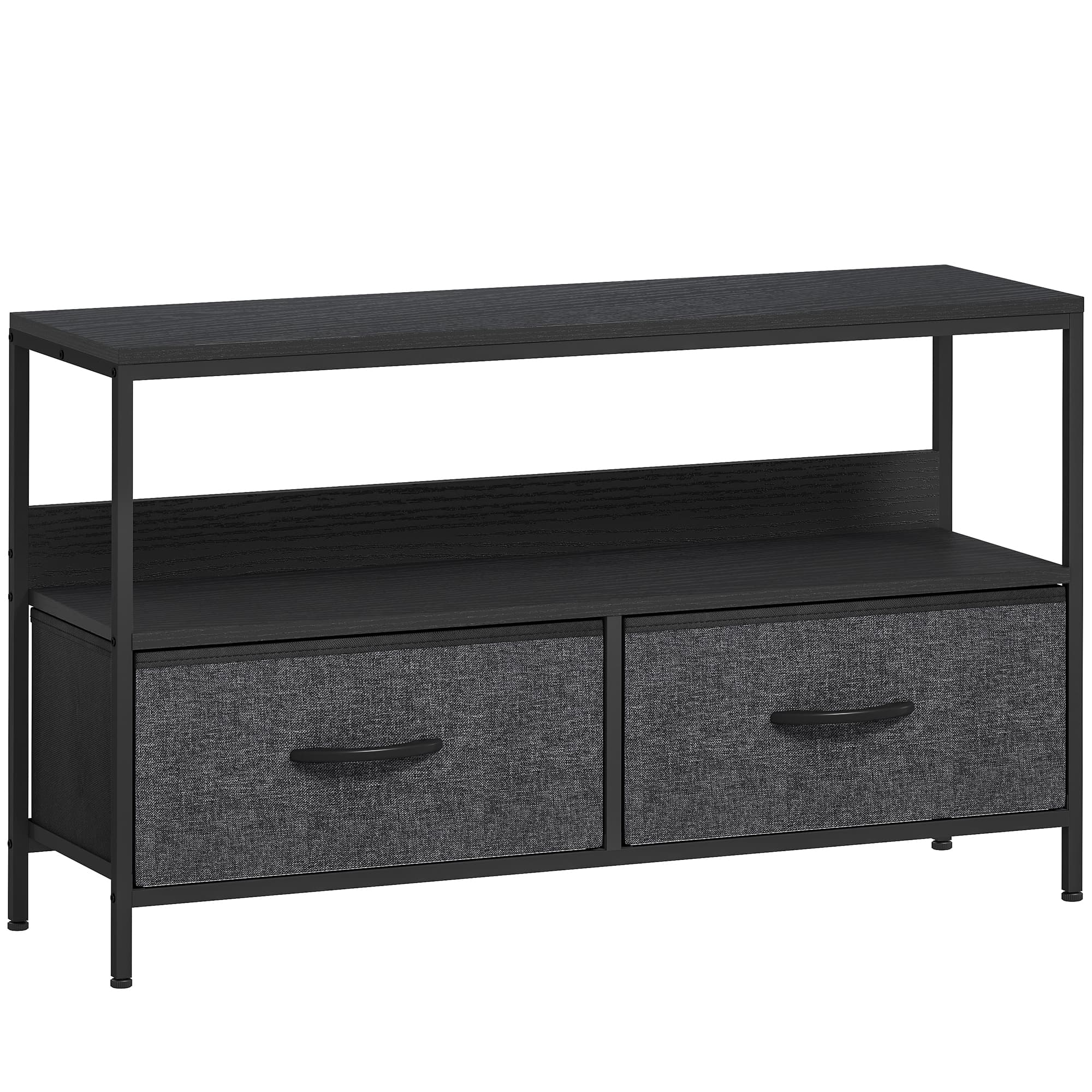 HOMCOM TV Stand Cabinet with 3 Foldable Drawers - Black thumbnail 2