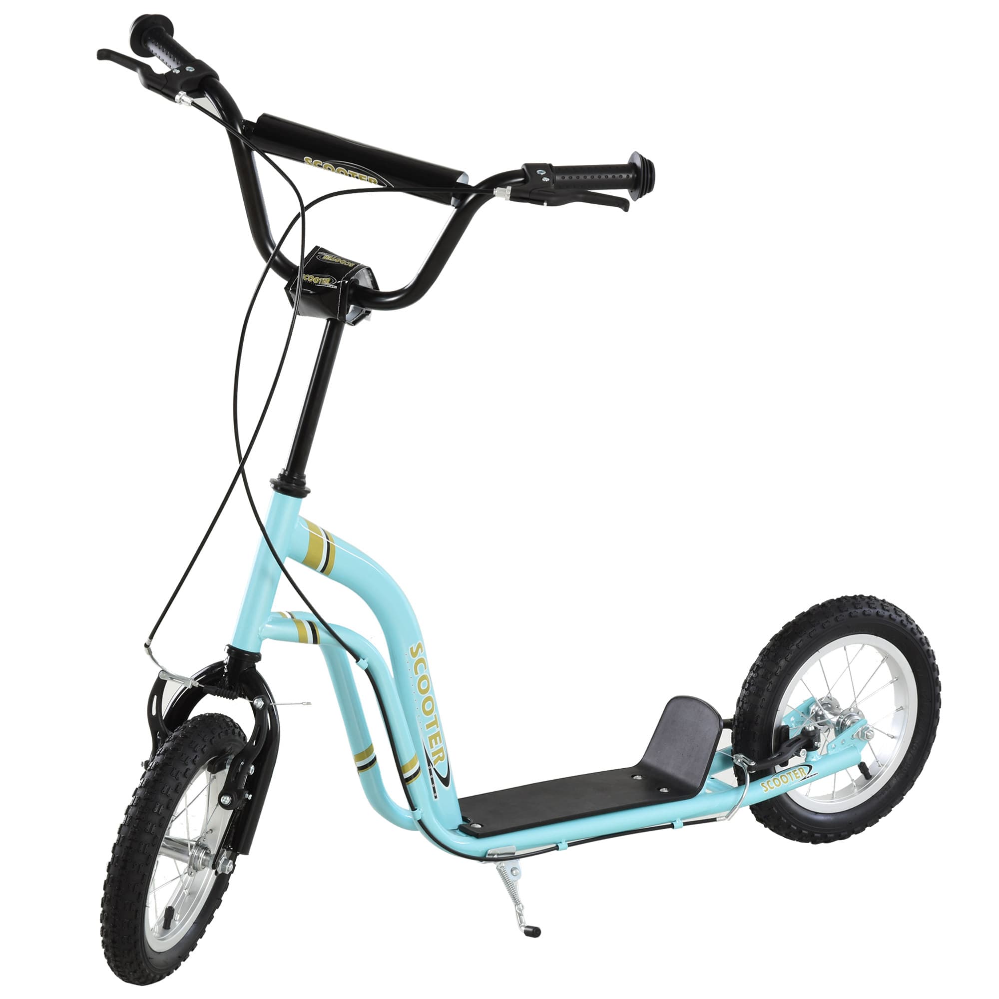 HOMCOM Teen Kids Stunt Scooter w/ Adjustable Handlebar, 12 Inch Rubber Tyres, Dual Brakes, Blue | Aosom UK