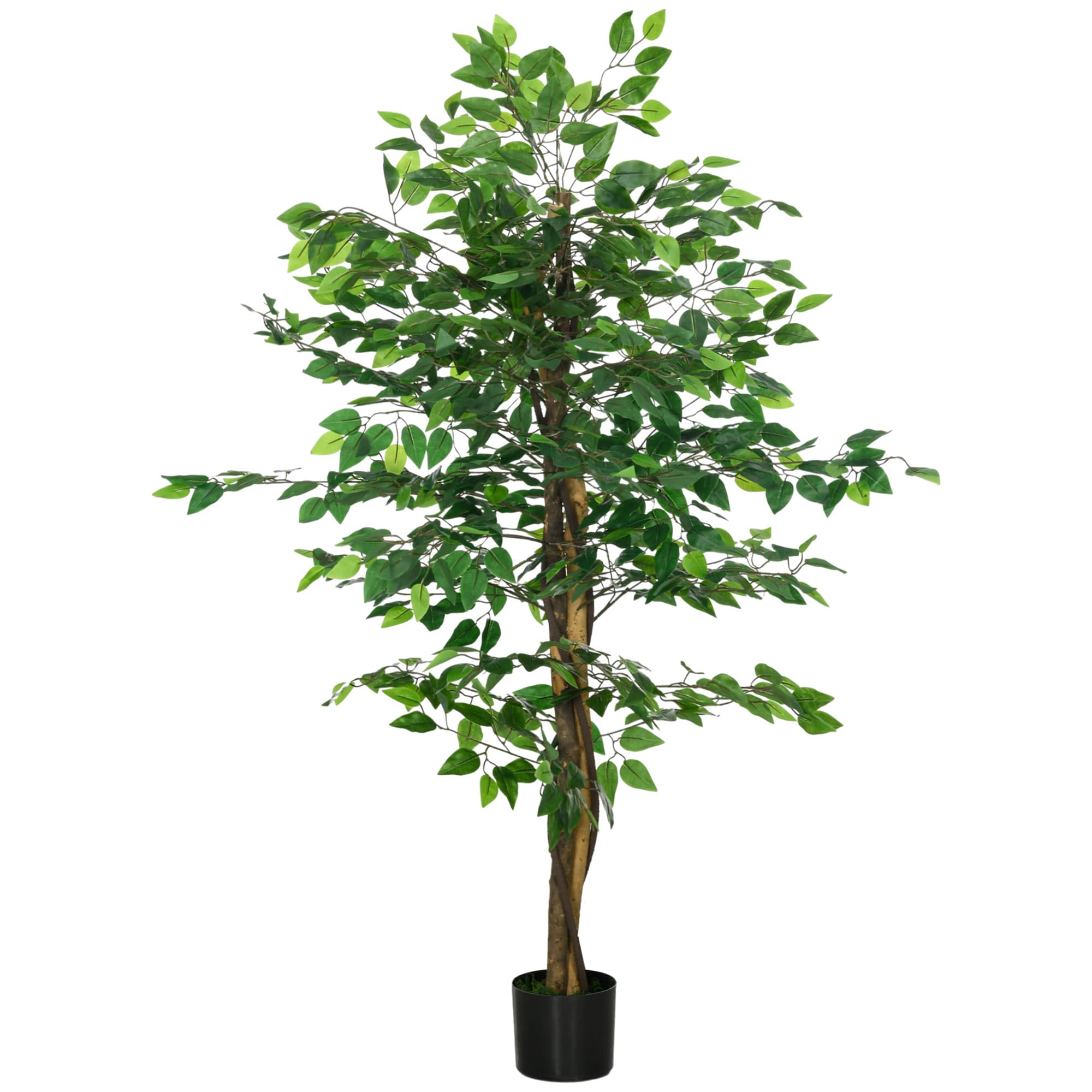 HOMCOM 150cm Artificial Tree, Indoor Outdoor Fake Ficus with Pot for Home Office Living Room Decor | Aosom UK