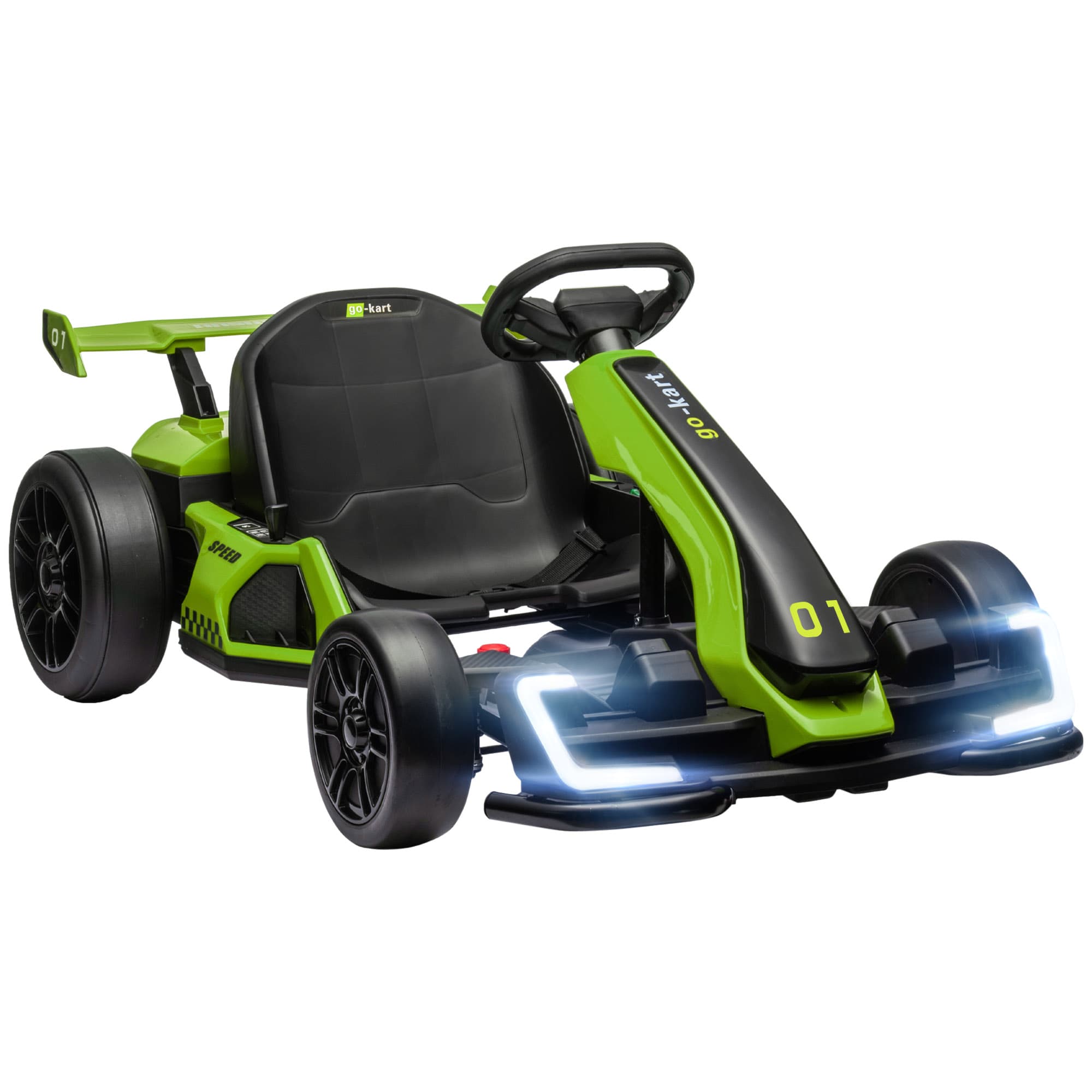 HOMCOM 24V Electric Go Kart for Kids with Adjustable Seat, High Power Ride On Kart for 6–12 Years, Green | Aosom UK
