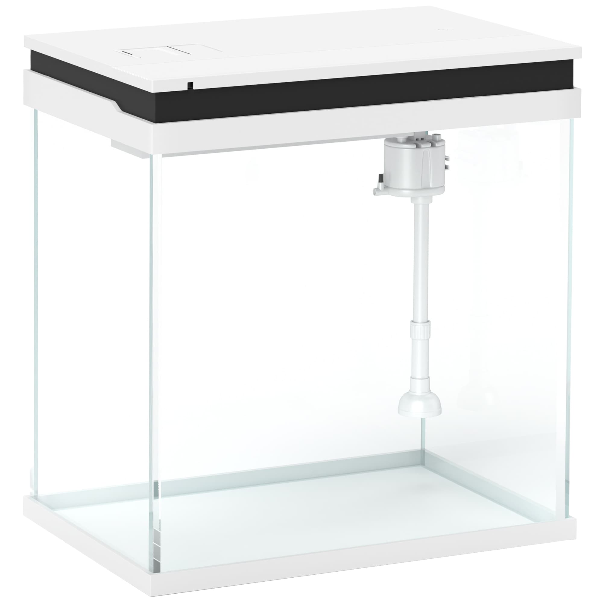 PawHut 14L Glass Fish Tank with Filter System, LED Lights, Water Pump, White