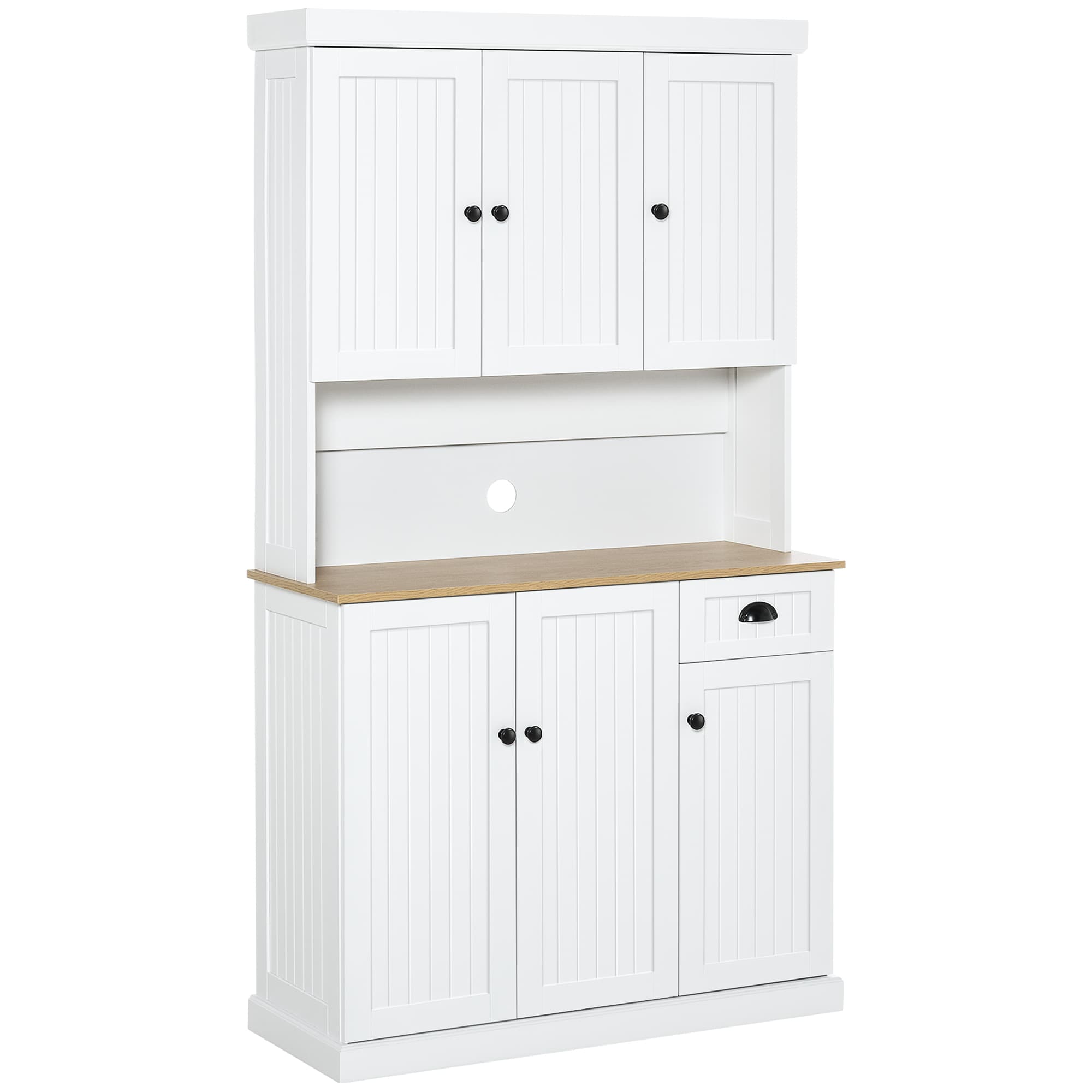 HOMCOM Kitchen Storage Cabinet, Modern Cupboard with Microwave Shelf, Drawer and Cabinets, Ideal for Kitchen Organisation, White | Aosom UK