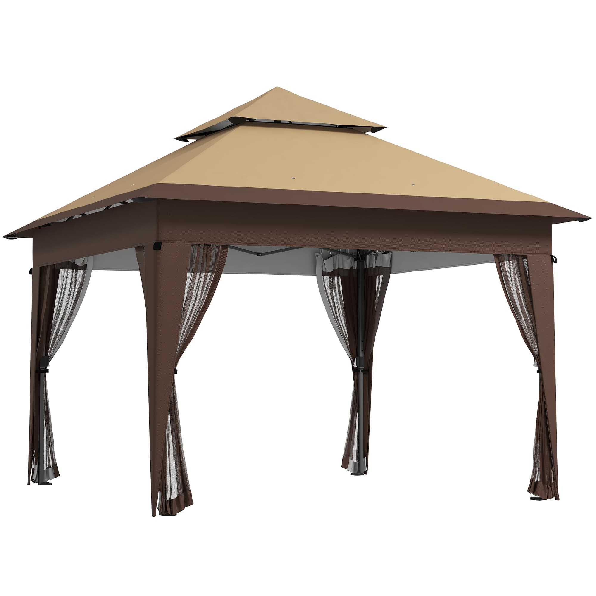 Outsunny 3 x 3(m) Pop Up Gazebo with Mosquito Netting, 1 Person Easy up Marquee Party Tent with 1-Button Push, Carry Bag, Sandbags