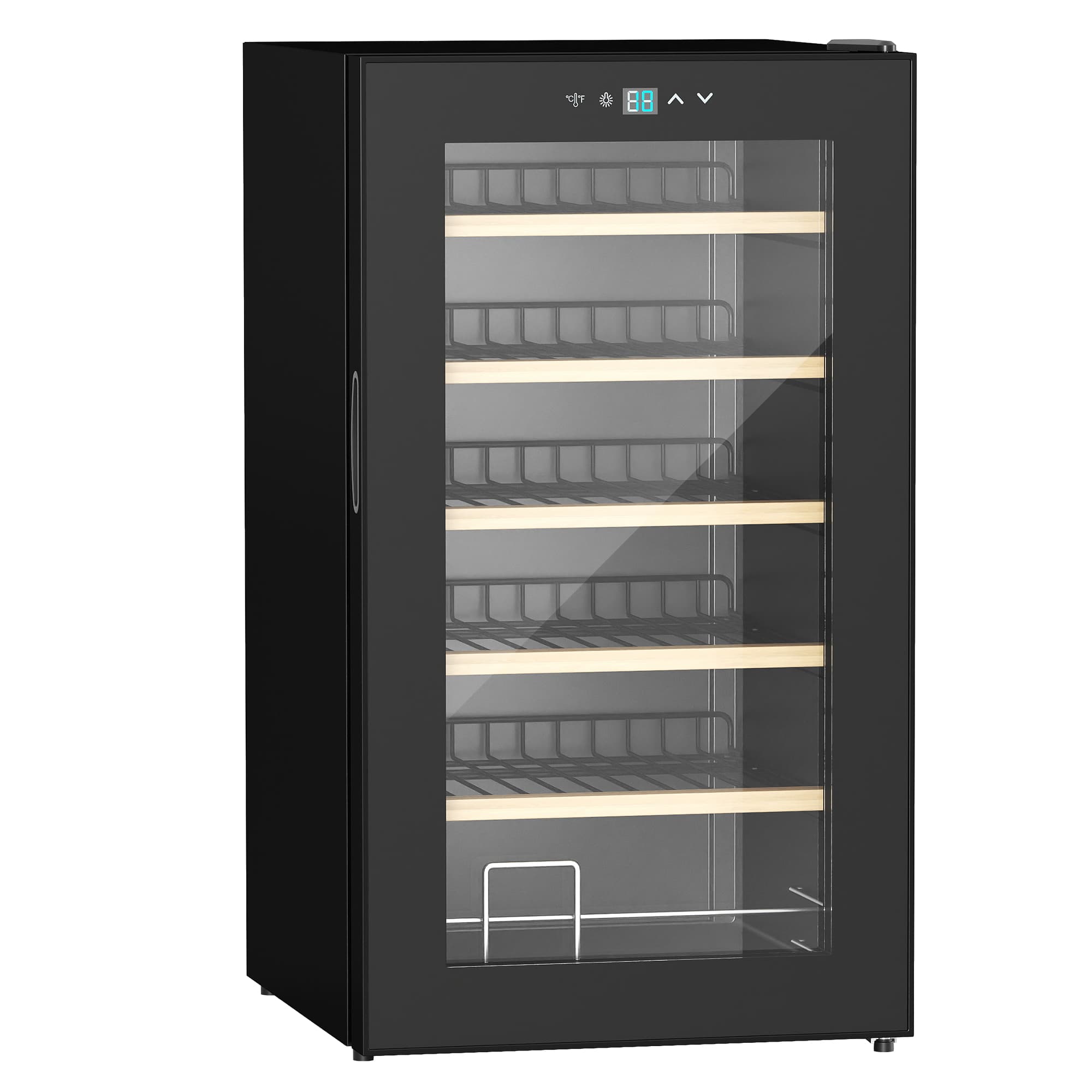 HOMCOM 24 Bottles Freestanding Wine Fridge w/ Glass Door, 65L Single Zone Wine Cooler Fridge w/ Digital Touch Screen Controls, LED Light, Black