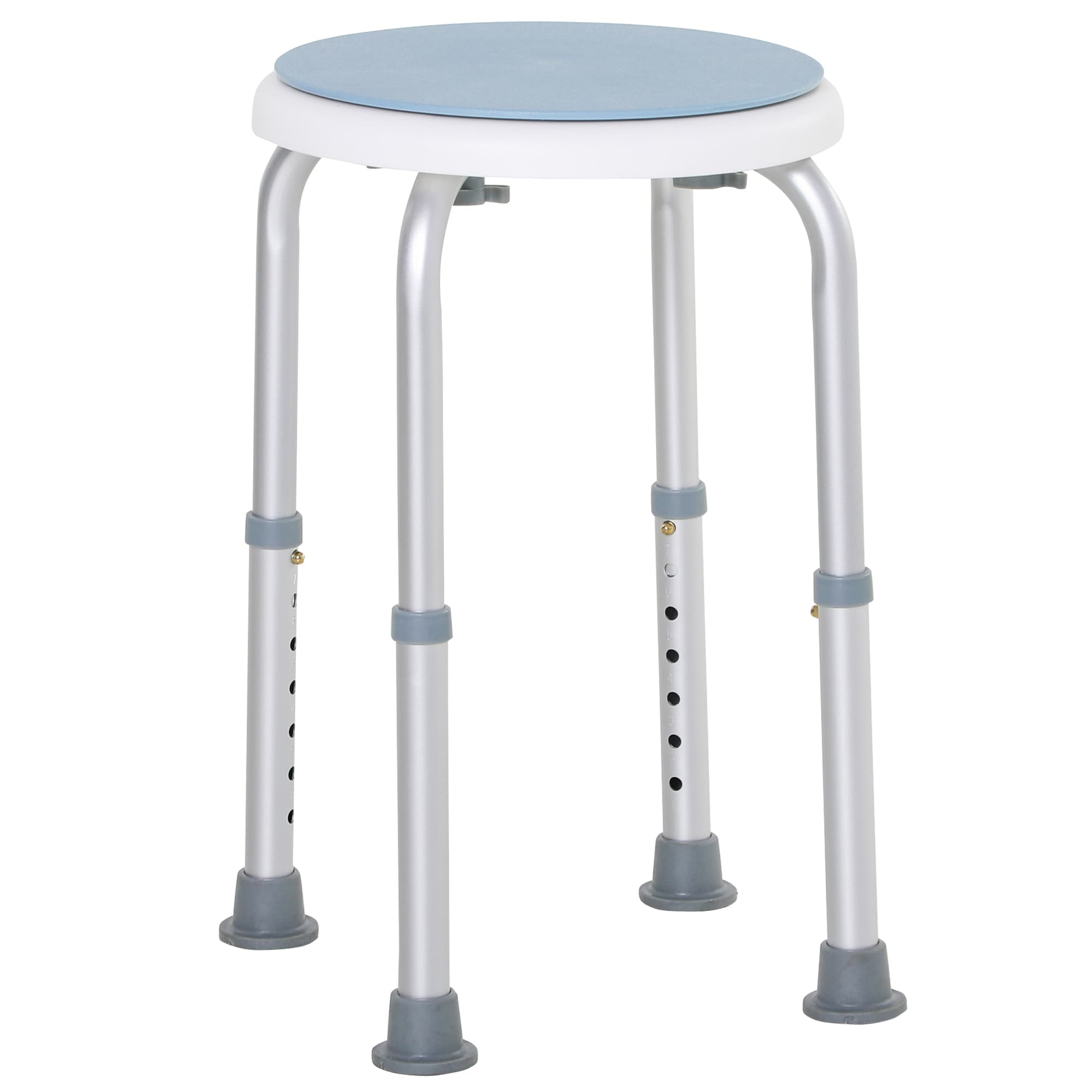 HOMCOM Swivel Shower Seat, Adjustable Height, Aluminium Frame, Non-Slip Feet, Safe Support Chair for Home, White | Aosom UK