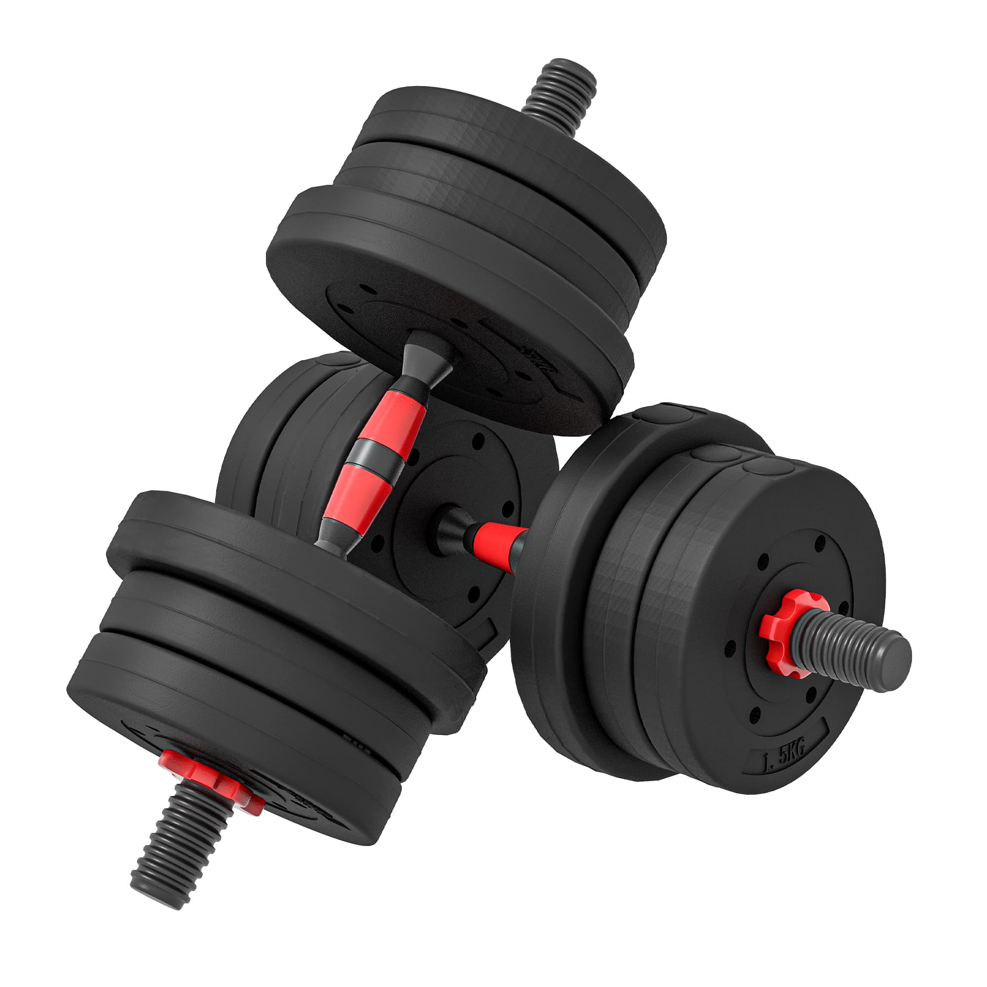 HOMCOM 20kg 2 IN 1 Adjustable Dumbbells Weight Set, Dumbbell Hand Weight Barbell for Body Fitness, Lifting Training Black | Aosom UK