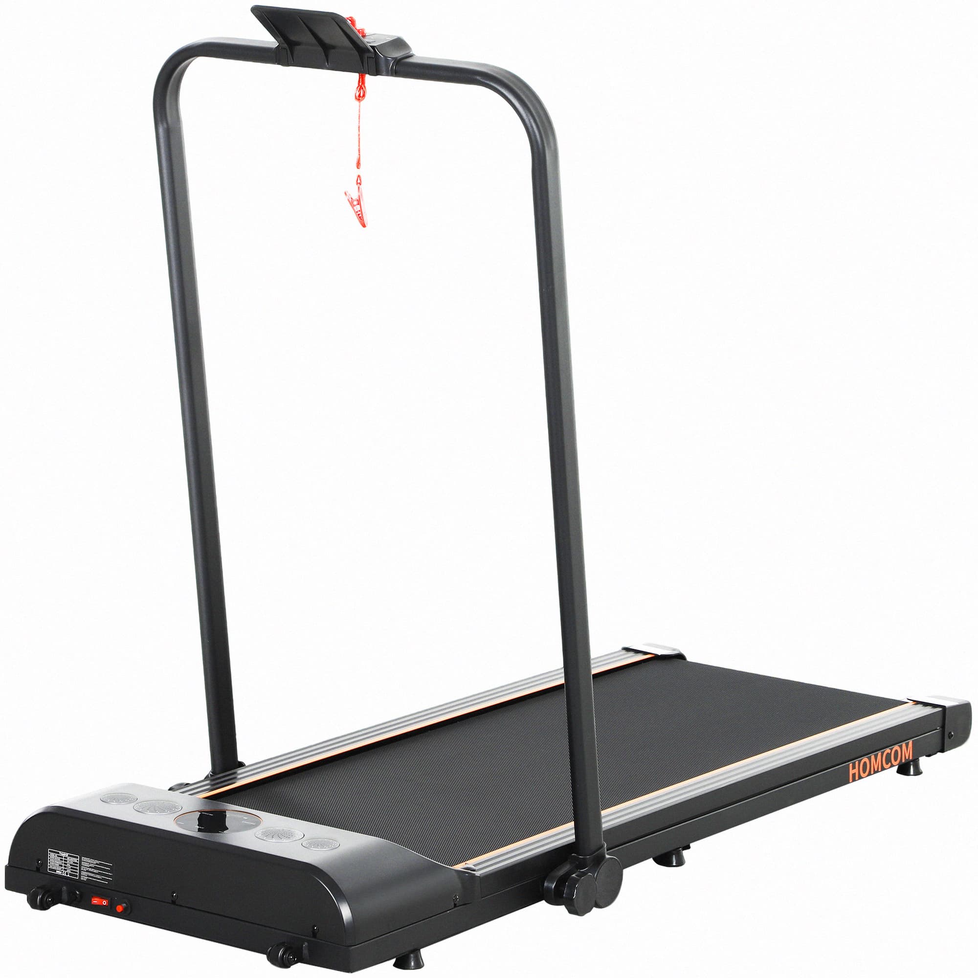HOMCOM Foldable Walking Treadmill, with LED Display and Wheels, for Home, Office & Fitness Studio, Orange