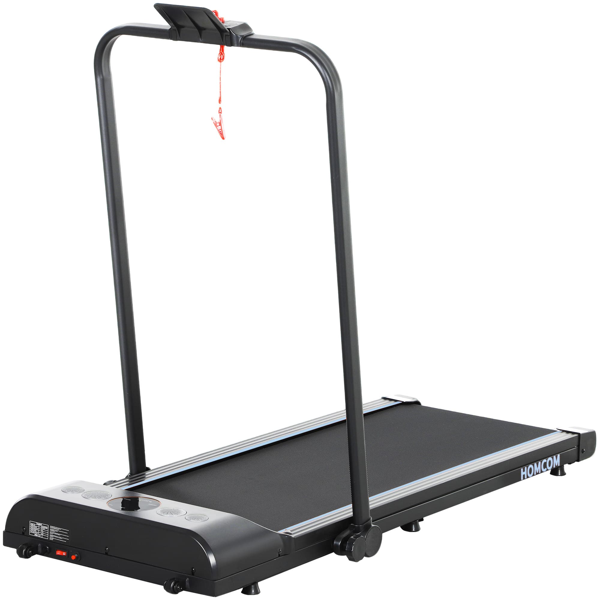 HOMCOM Foldable Walking Treadmill, with LED Display and Wheels, for Home, Office & Fitness Studio, Blue