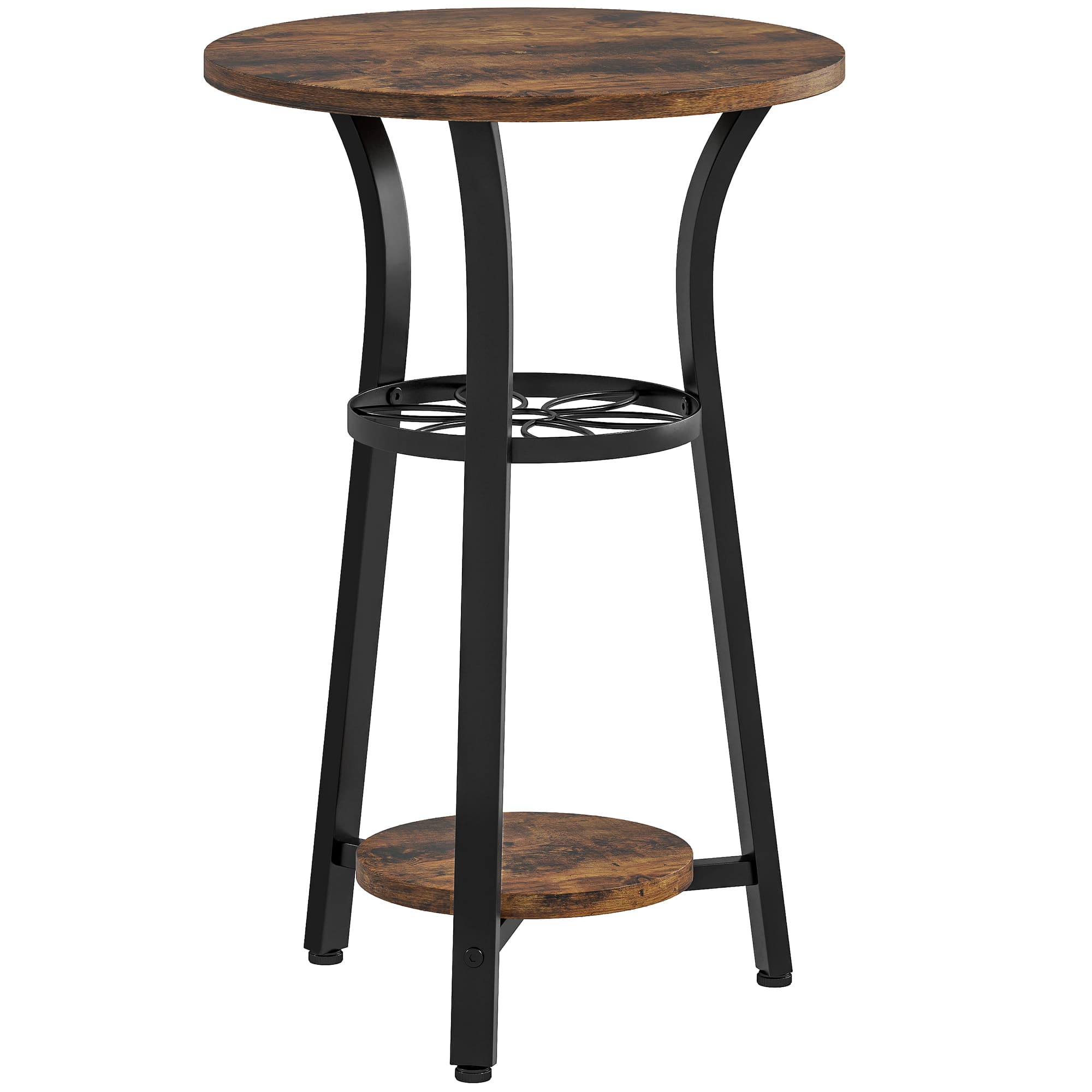 HOMCOM Small Round Side Table with 3 Storage Shelves, Modern End Table for Living Room or Bedroom, Rustic Brown | Aosom UK