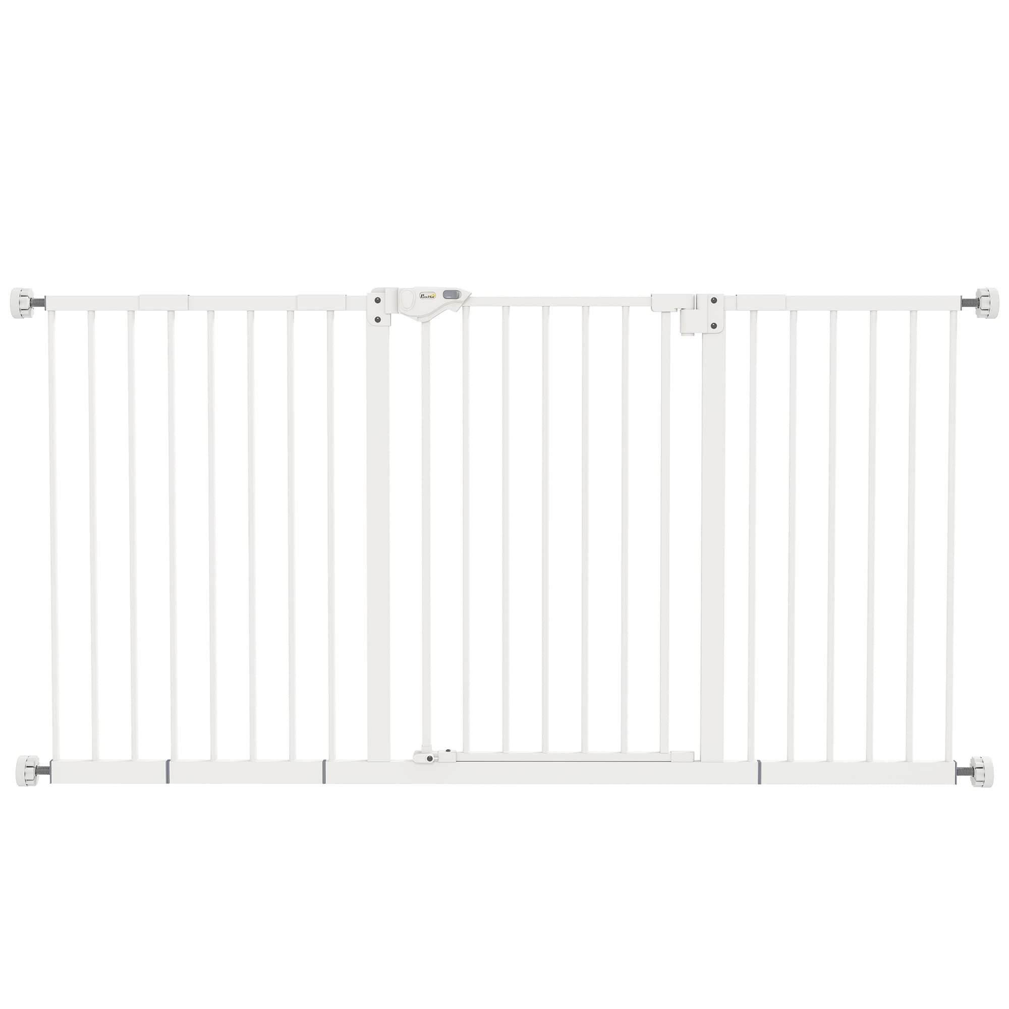 PawHut Pet Gate: Adjustable Pressure Fit with Auto-Close Door for Furry Friends, 74-148cm Wide, Pristine White | Aosom UK