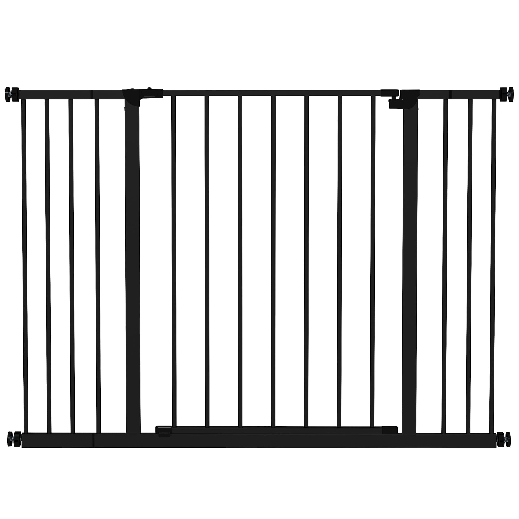 PawHut Safety Pet Gate, Auto-Close Metal Dog Barrier with Adjustable Width 76-107cm, Stair Door, Black | Aosom UK