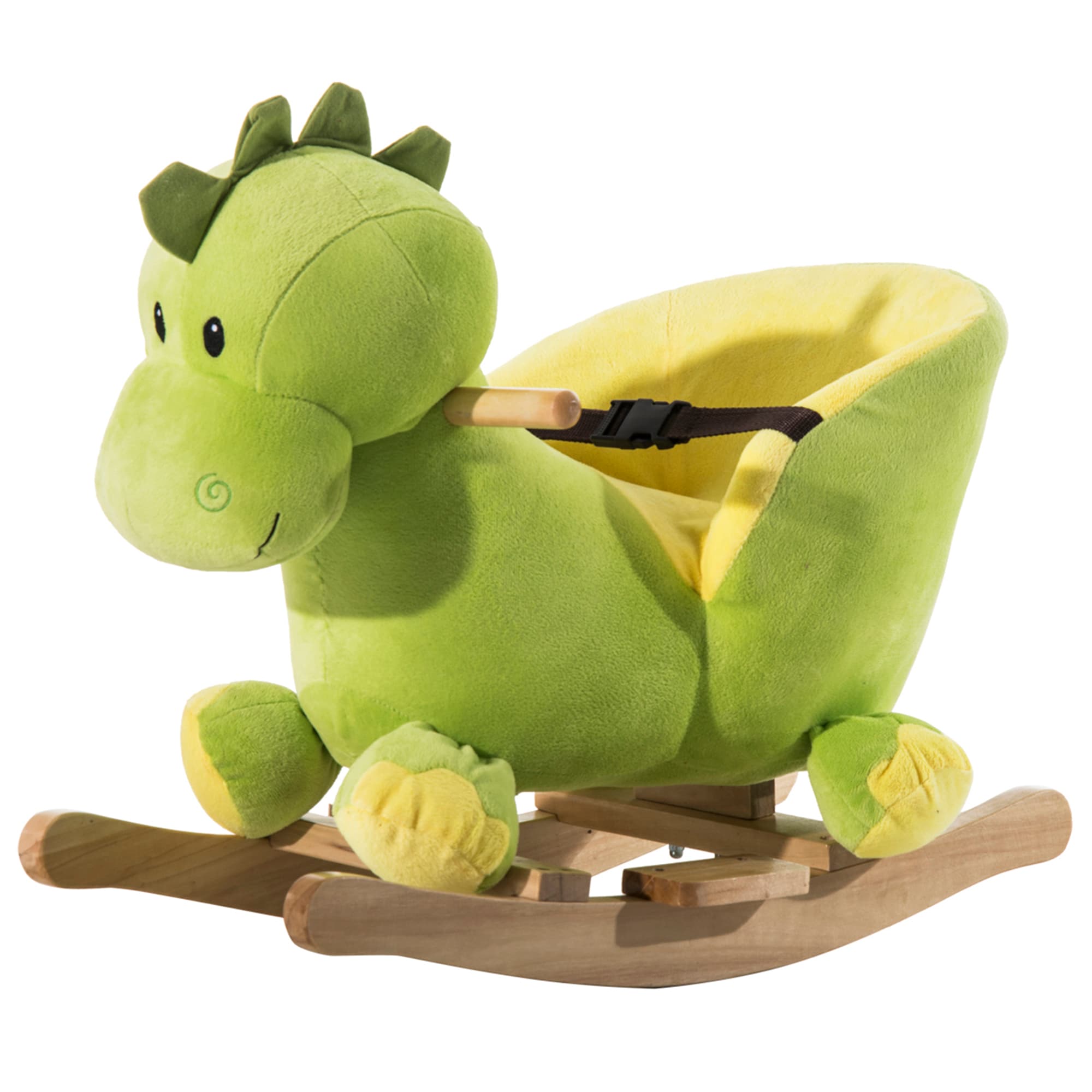 HOMCOM Mamas and Papas Rocking Horse, Kids Rocking Horse Plush Ride On Dinosaur Seat w/Seat Safety Belt, 32 Songs, 18 Months Up | Aosom UK