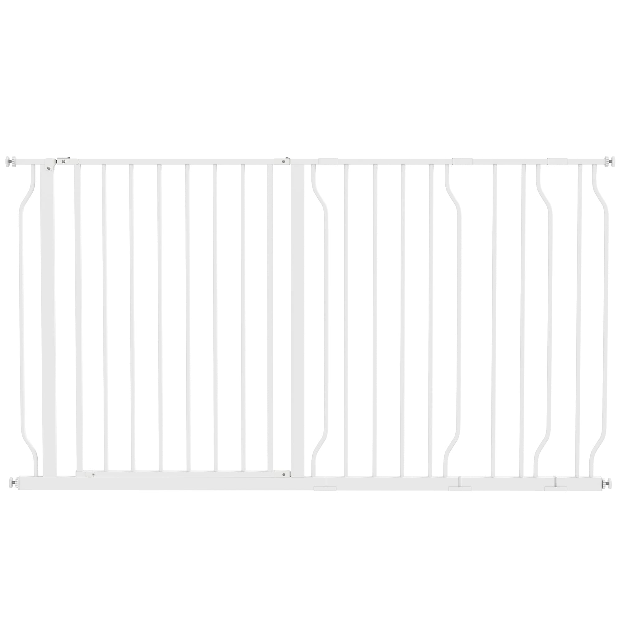 PawHut Dog Gate for Stairs Dog Gate Pet Gate with Openable Metal Frame, for Doorways, Corridors, Staircases, 75-145cm, White | Aosom UK
