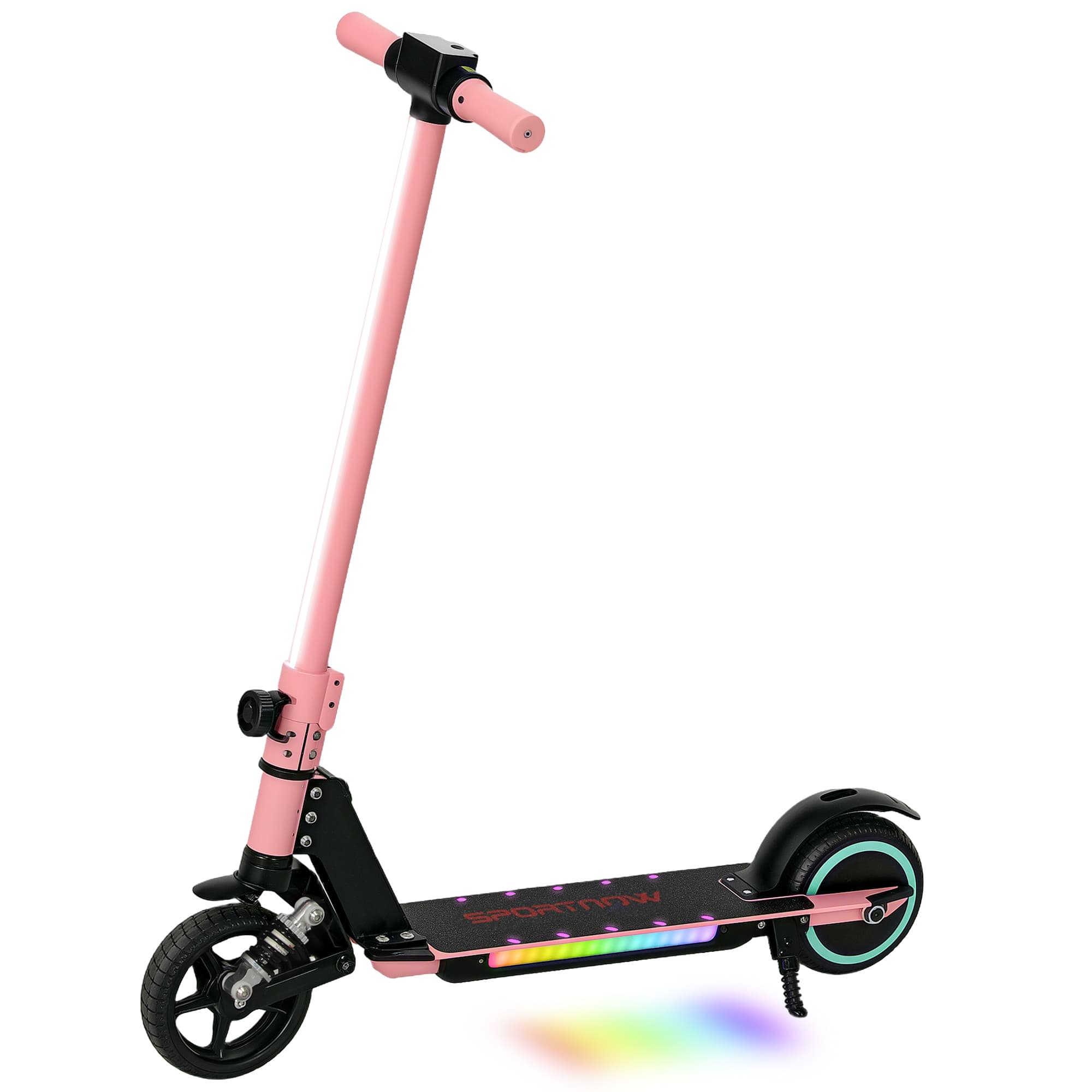 SPORTNOW Folding Electric Scooter for Kids Ages 6-14, E-Scooter with Dual Brakes, Front Suspension, 6.8kg Lightweight Aluminium, Pink | Aosom UK
