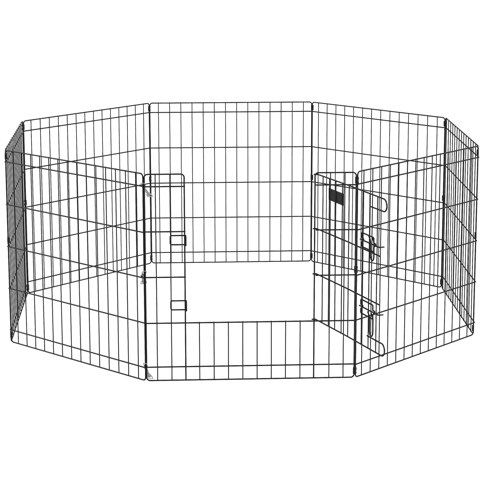 PawHut 8 Panel Dog Playpen Puppy Pen Rabbits Guinea Metal Crate Pet Cage Run Indoor Outdoor, 61x61 cm | Aosom UK