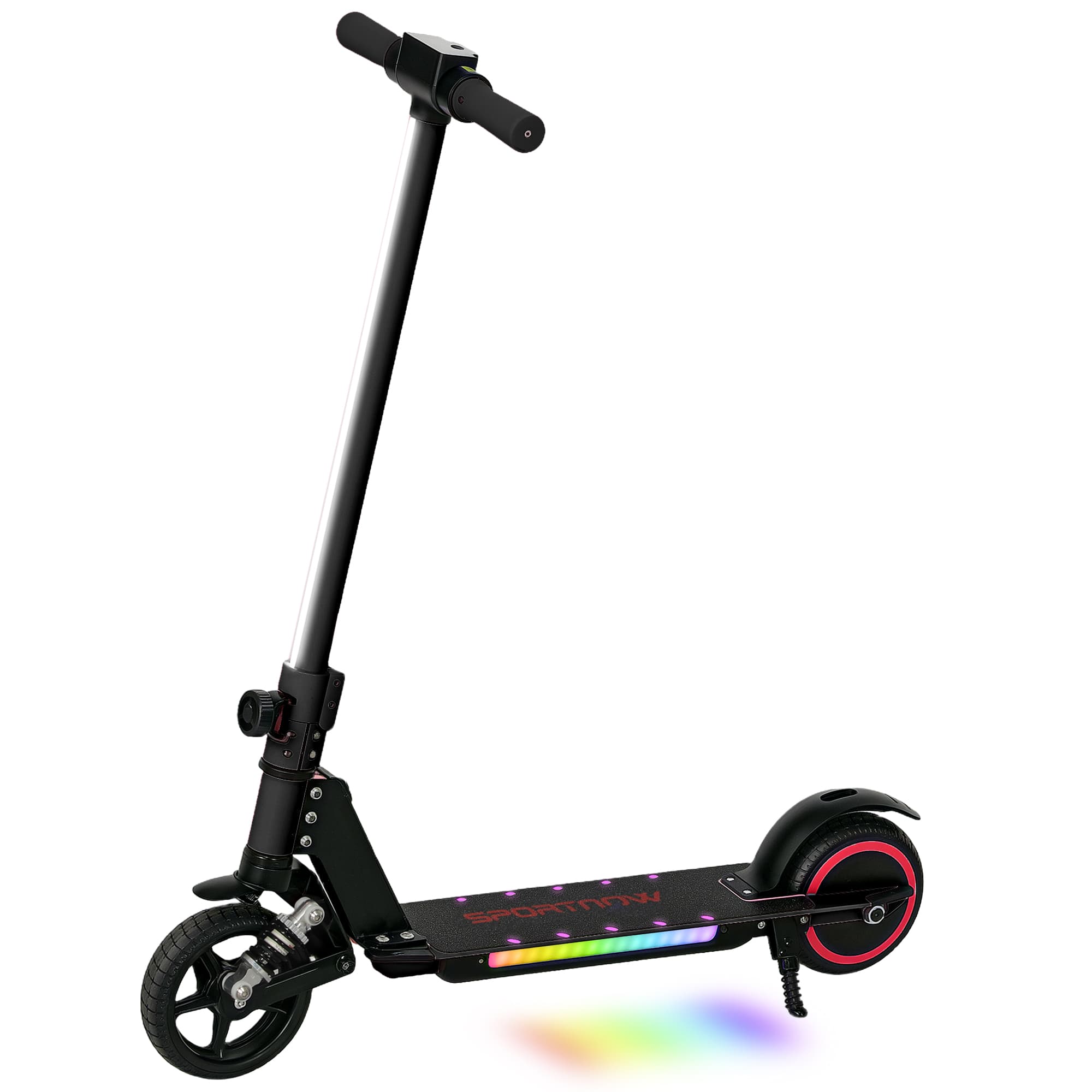 SPORTNOW Folding Electric Scooter for Kids Ages 6-14 with LED Lights, Lightweight Aluminium E-Scooter, Max Speed 14 KM/H, Black | Aosom UK