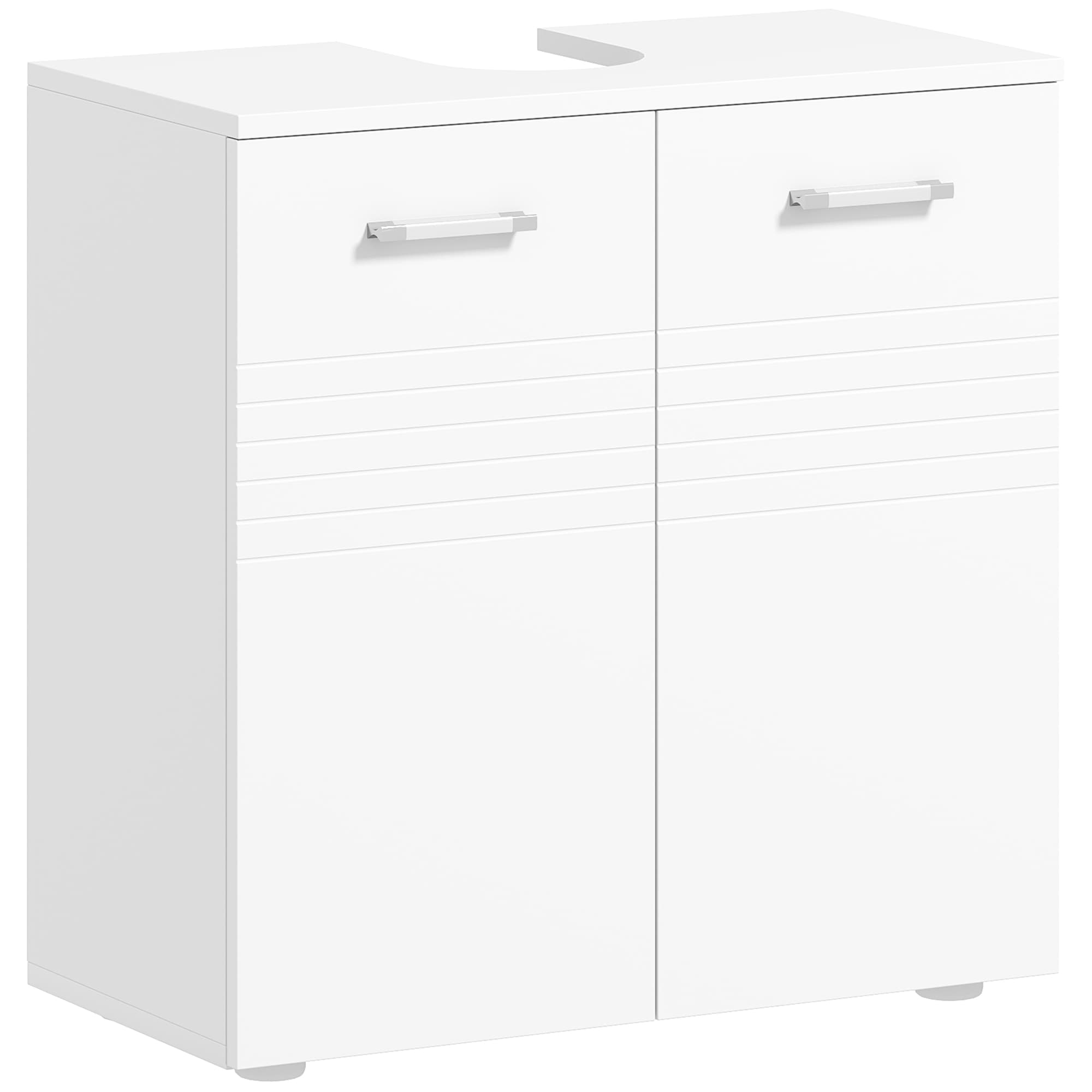 kleankin Pedestal Under Sink Cabinet: Bathroom Vanity Storage Cupboard with Adjustable Shelf, White Colour | Aosom UK