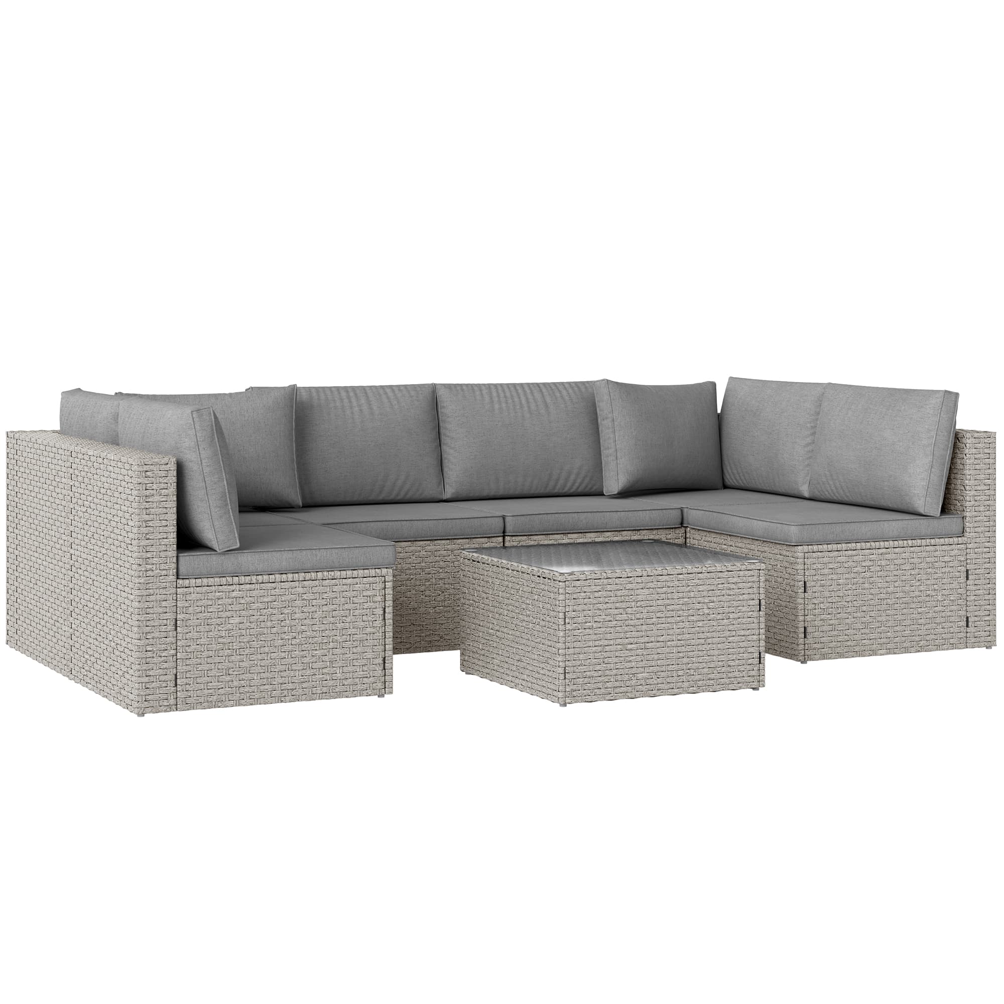 Outsunny Seven-Piece Modular Rattan Set - Grey