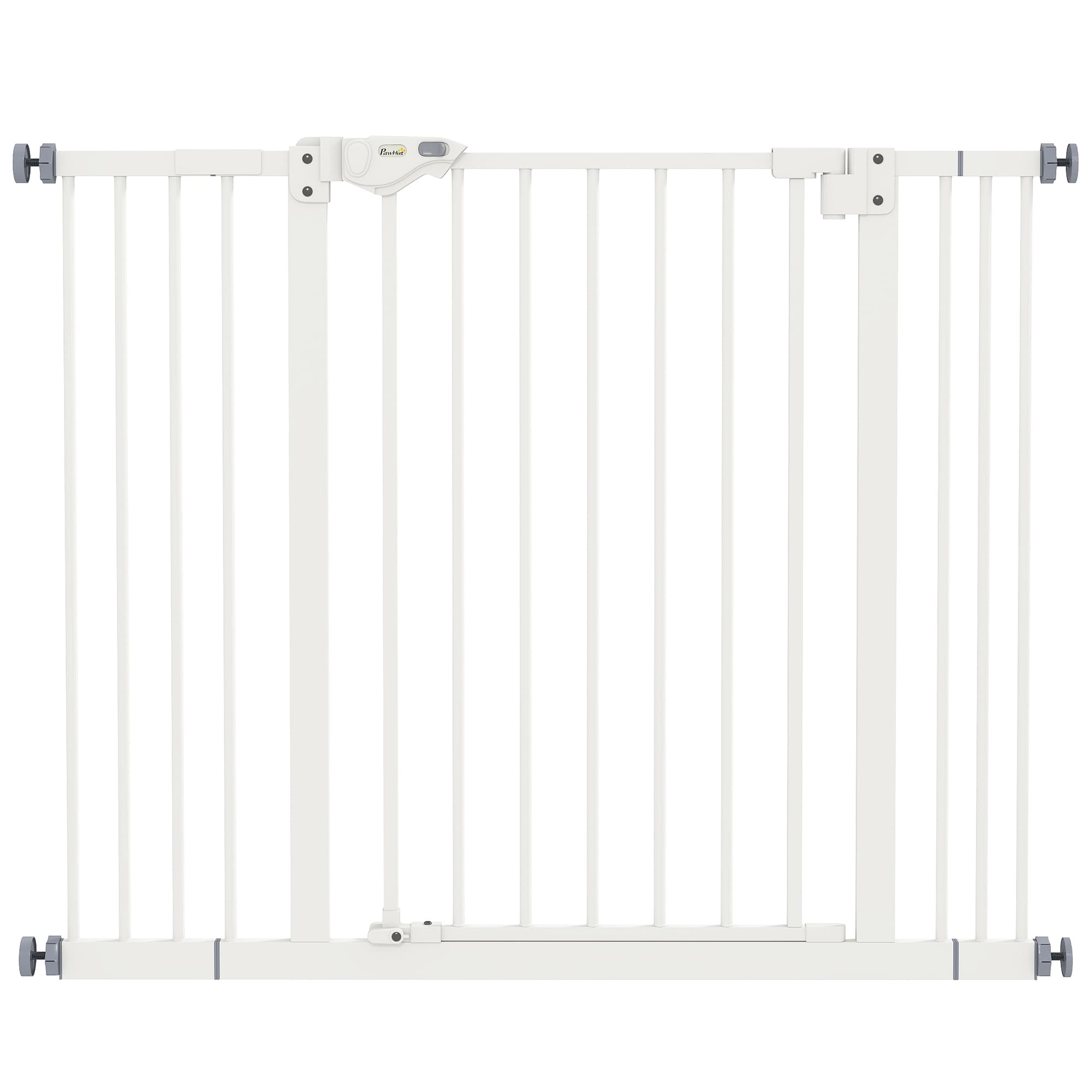 PawHut Adjustable Dog Gate, Metal Safety Barrier for Pets, Extends 74-100cm Wide, Easy Install, White | Aosom UK