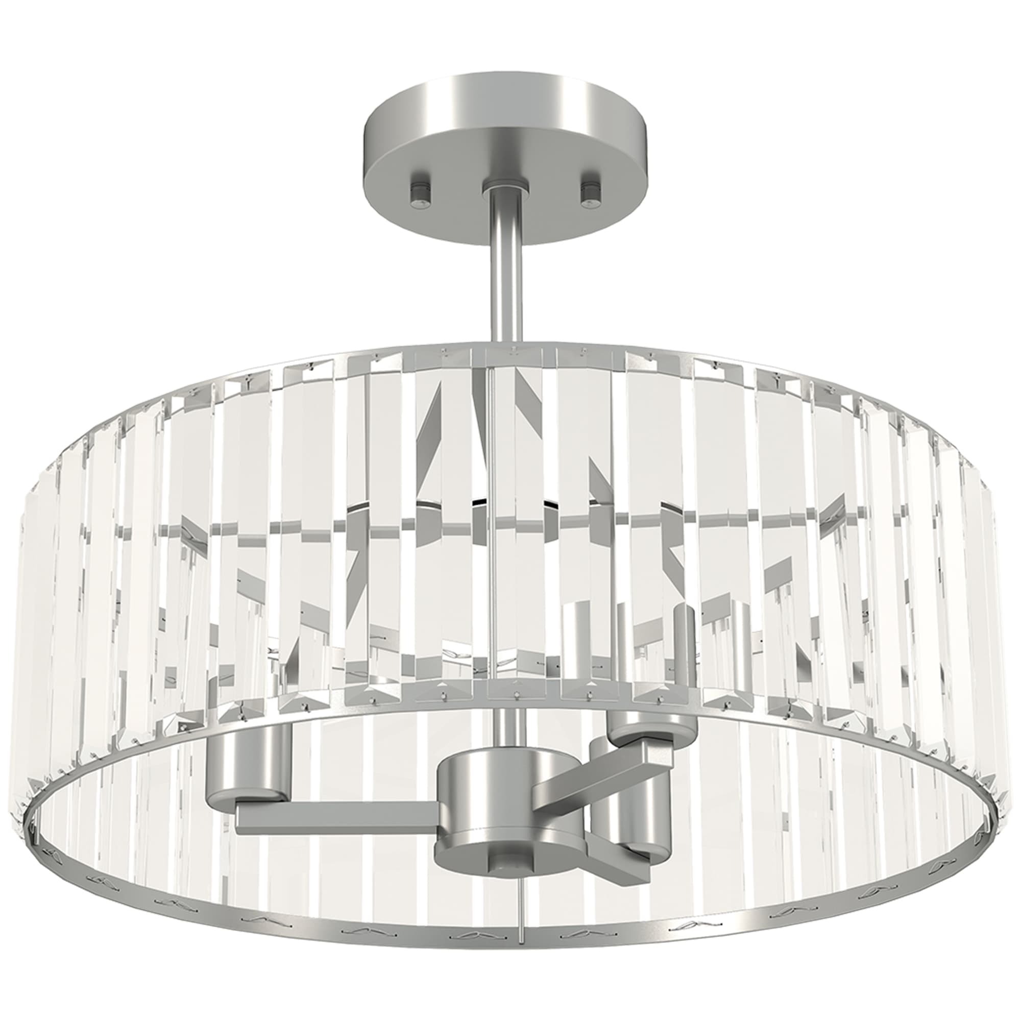 HOMCOM Crystal Ceiling Light Fixture, Semi Flush Mount Modern Crystal Chandelier Ceiling Light for Living Room, Bedroom, Hallway,  Dining Room, E14 Base 3-Lights, Silver Tone