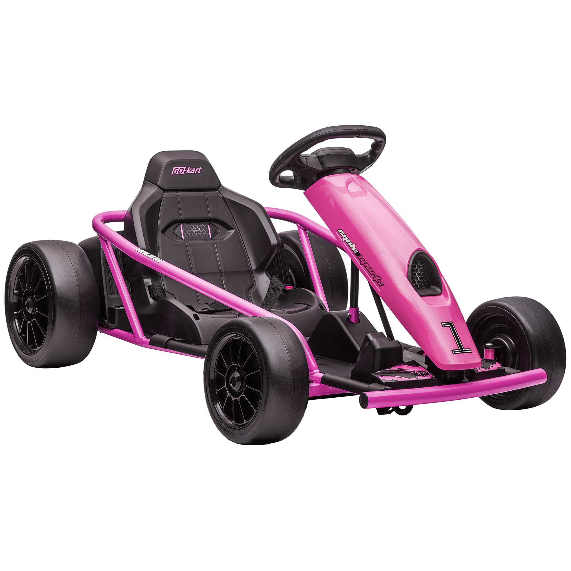 HOMCOM 24V Electric Go Kart for Kids, Drift Ride-On Racing Go Kart with 2 Speeds, for Boys Girls Aged 8-12 Years Old, Pink | Aosom UK