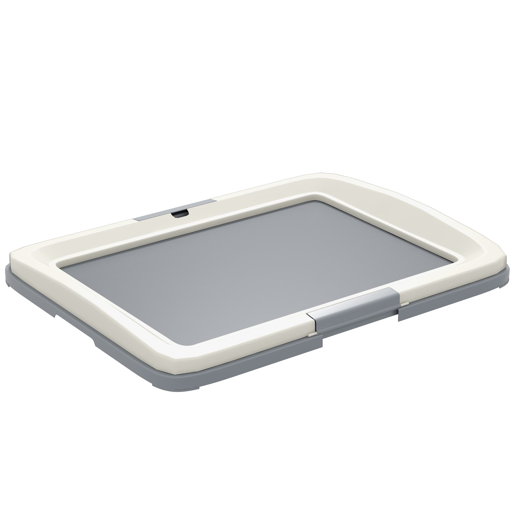 PawHut Potty Training Puppy for Puppy & Elderly Dogs w/ Disassemblable Tray & Frame, Dog Toilet Tray for Training Dogs, Grey, White | Aosom UK