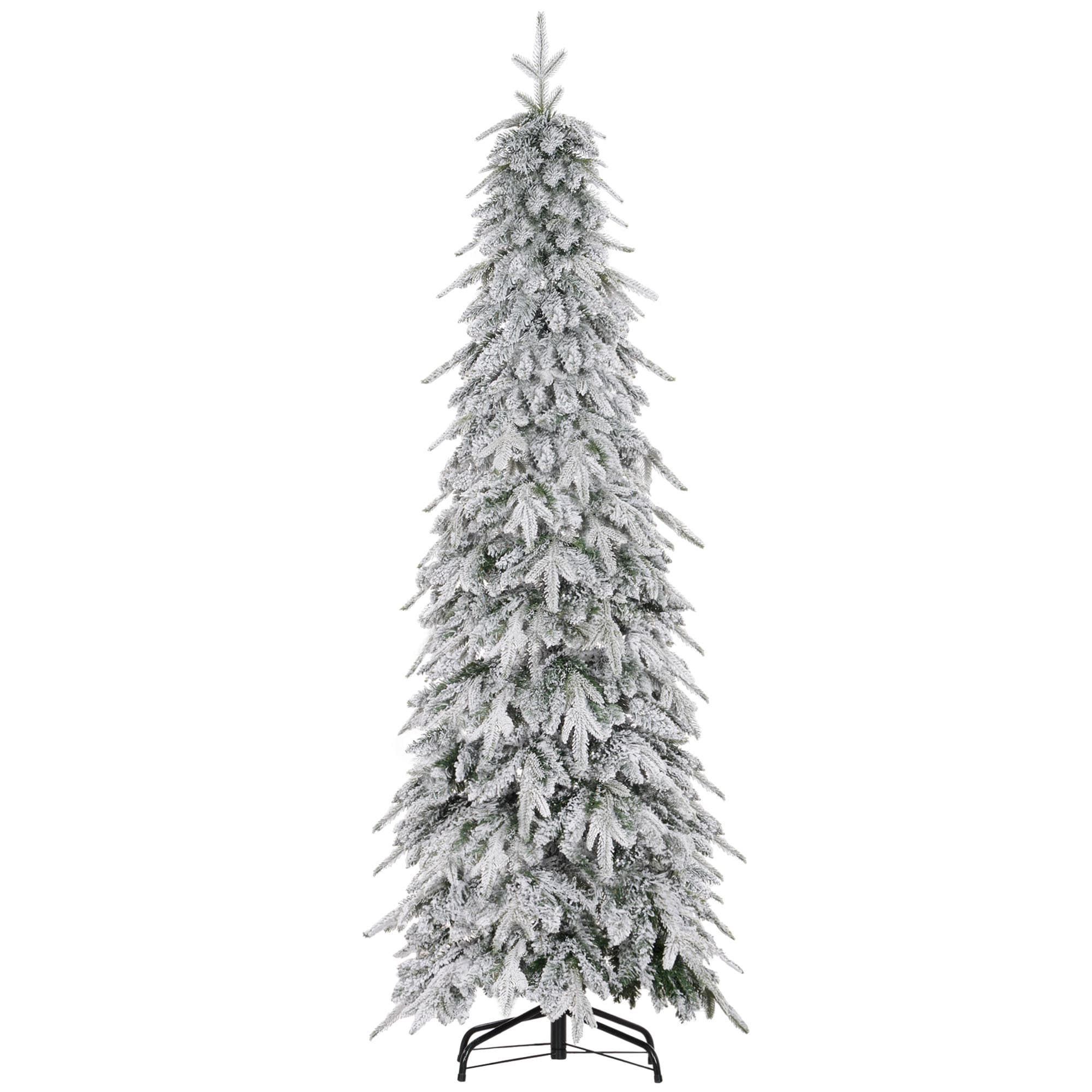 HOMCOM 6 Ft Christmas Tree, Snow Flocked Xmas Tree with Downswept Branches and 600 Tips, Auto Open, Steel Base, Holiday Decoratione, Green | Aosom UK