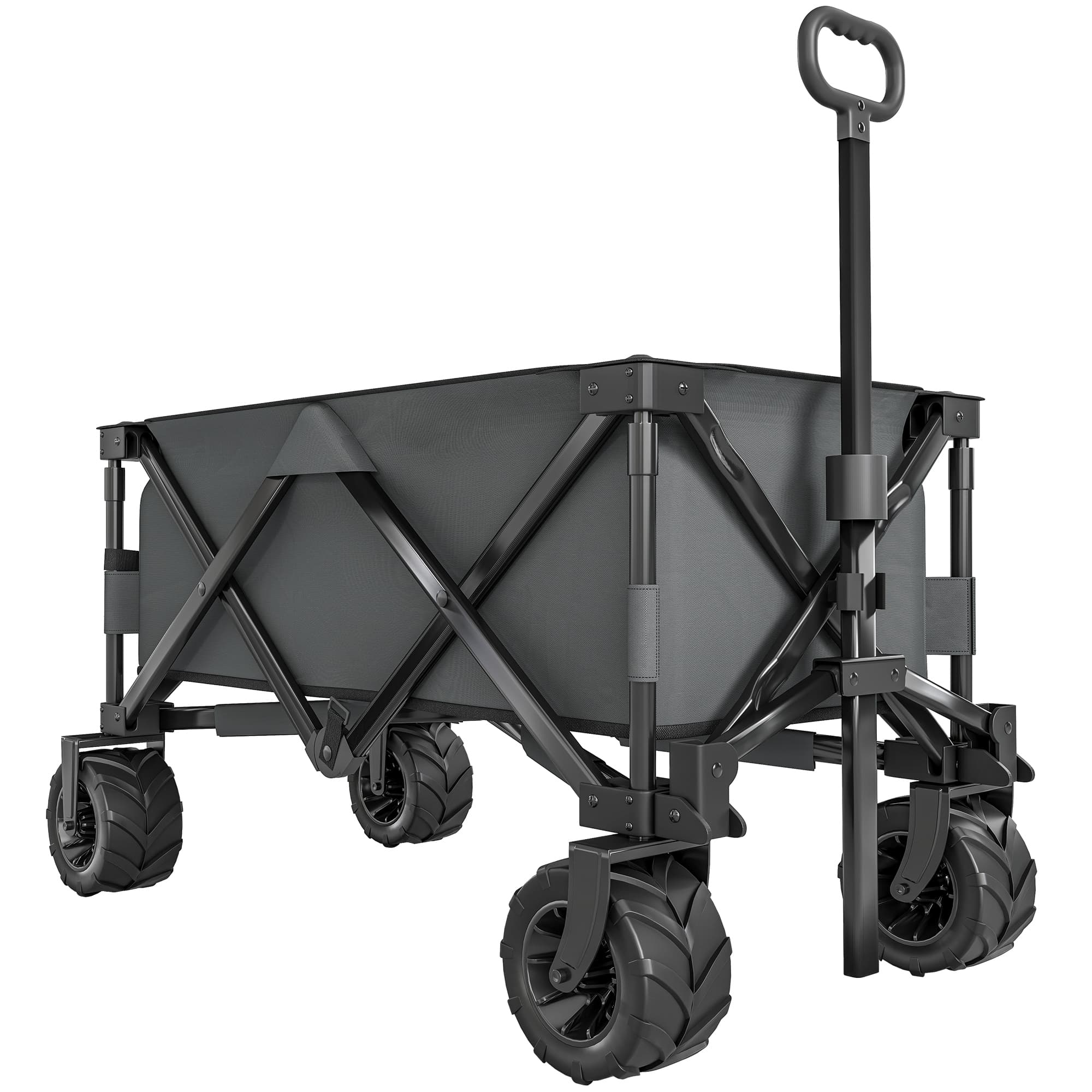 Outsunny Festival Trolley Garden Cart Folding Metal Frame, 93L x 49W x 30Hcm, 70Kg, for Outdoor Trips, Garden, Festival, Dark Grey | Aosom UK