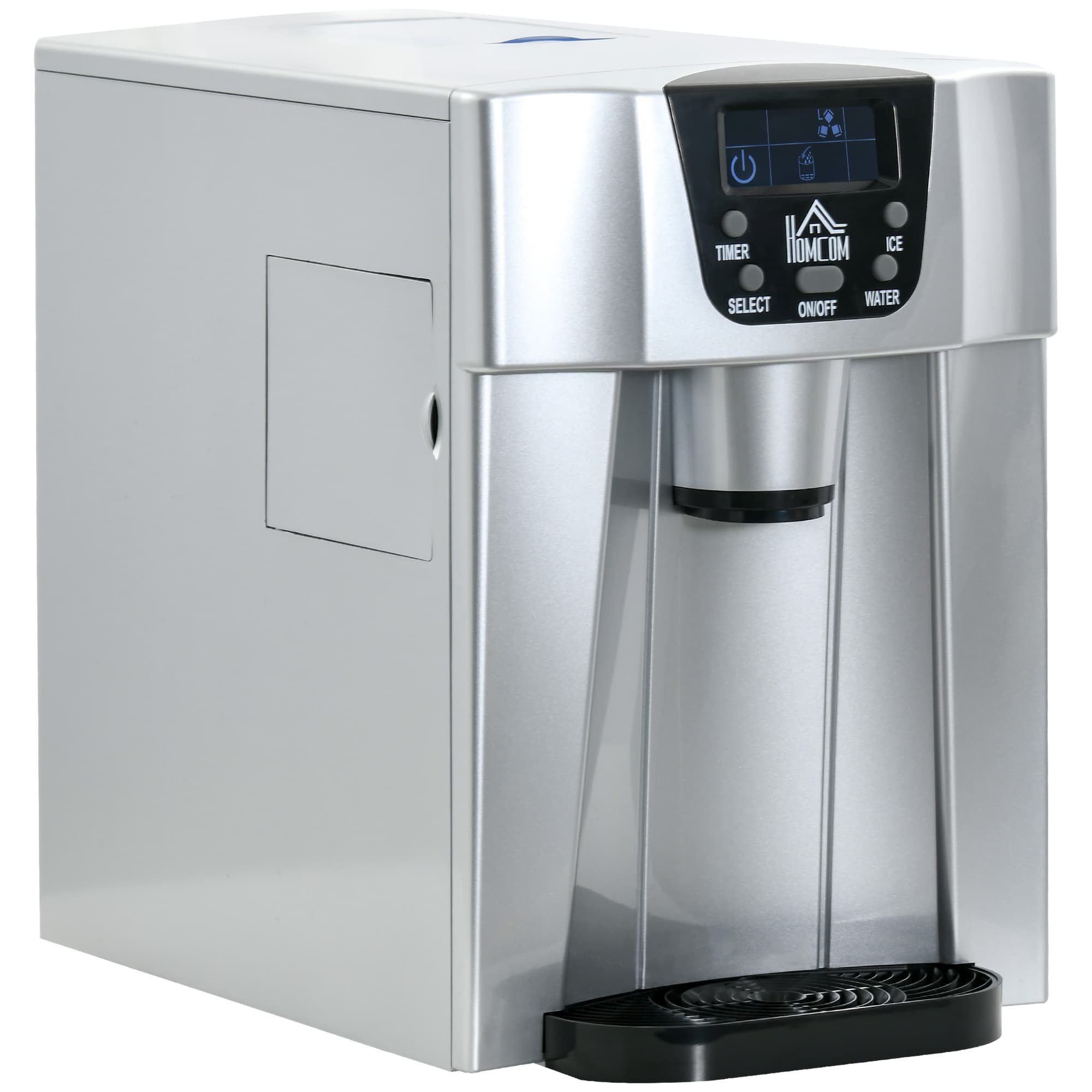 HOMCOM Ice Maker Machine and Water Dispenser, Counter Top Ice Cube Maker for Home w/3L Tank, Adjustable Cube Size,12kg in 24 Hrs, No Plumbing Required
