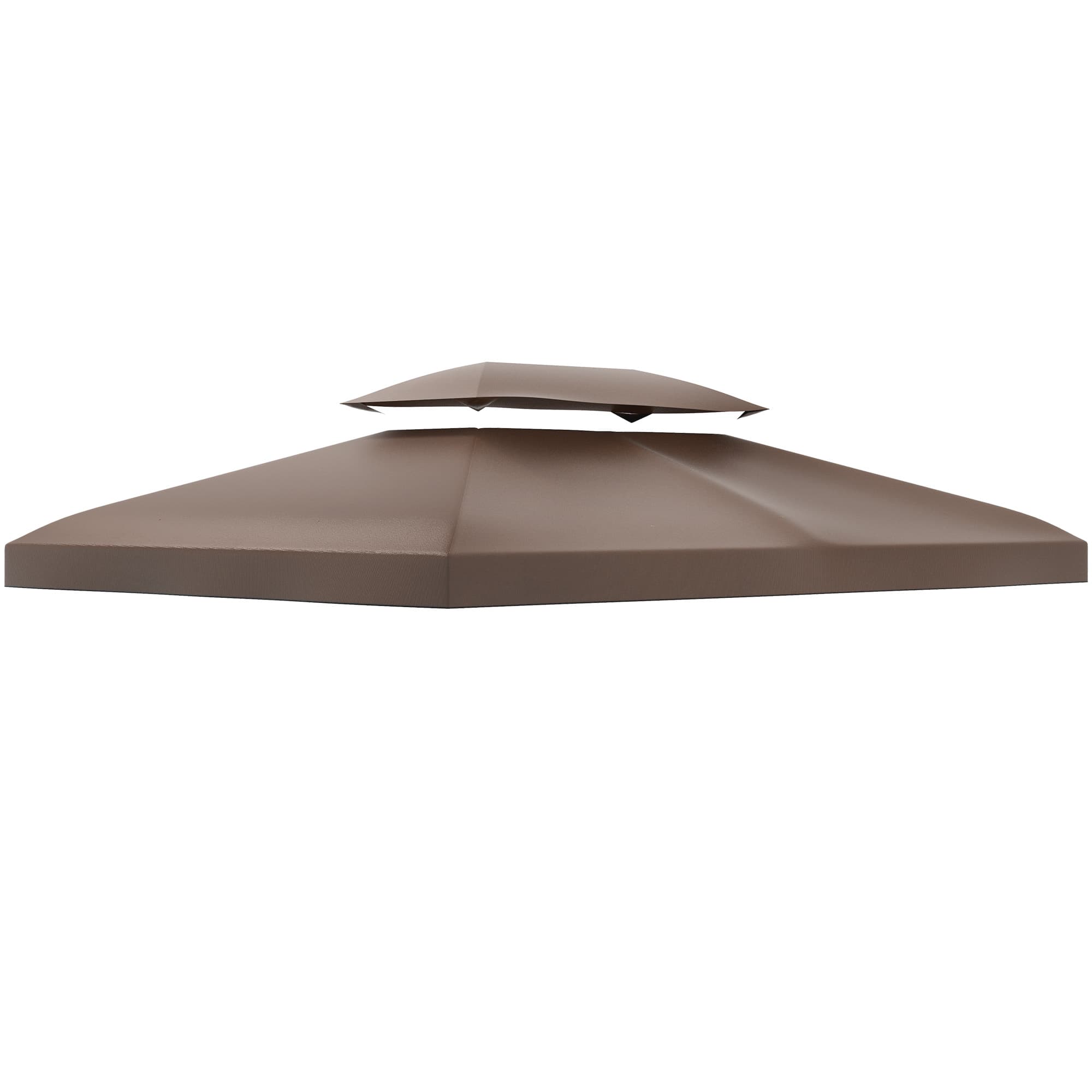Outsunny Gazebo Replacement Roof Canopy, 3x4m, 2 Tier UV Protection Top Cover, Brown, for Garden Patio (TOP ONLY) | Aosom UK