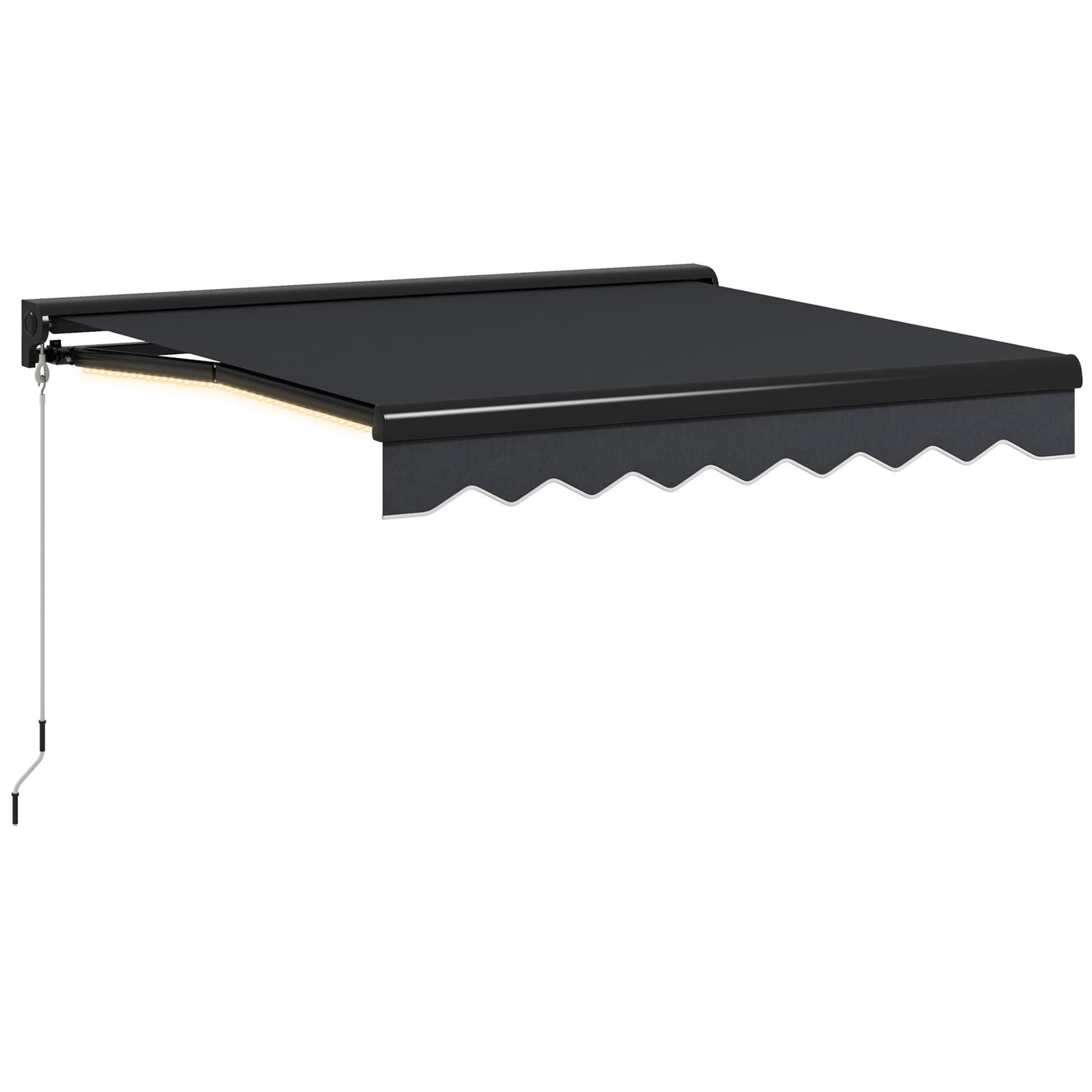 Outsunny Waterproof 3 x 2.5m Electric Awning with LED Light, Aluminium Frame Retractable Awning Sun Canopies for Patio Door Window | Aosom UK